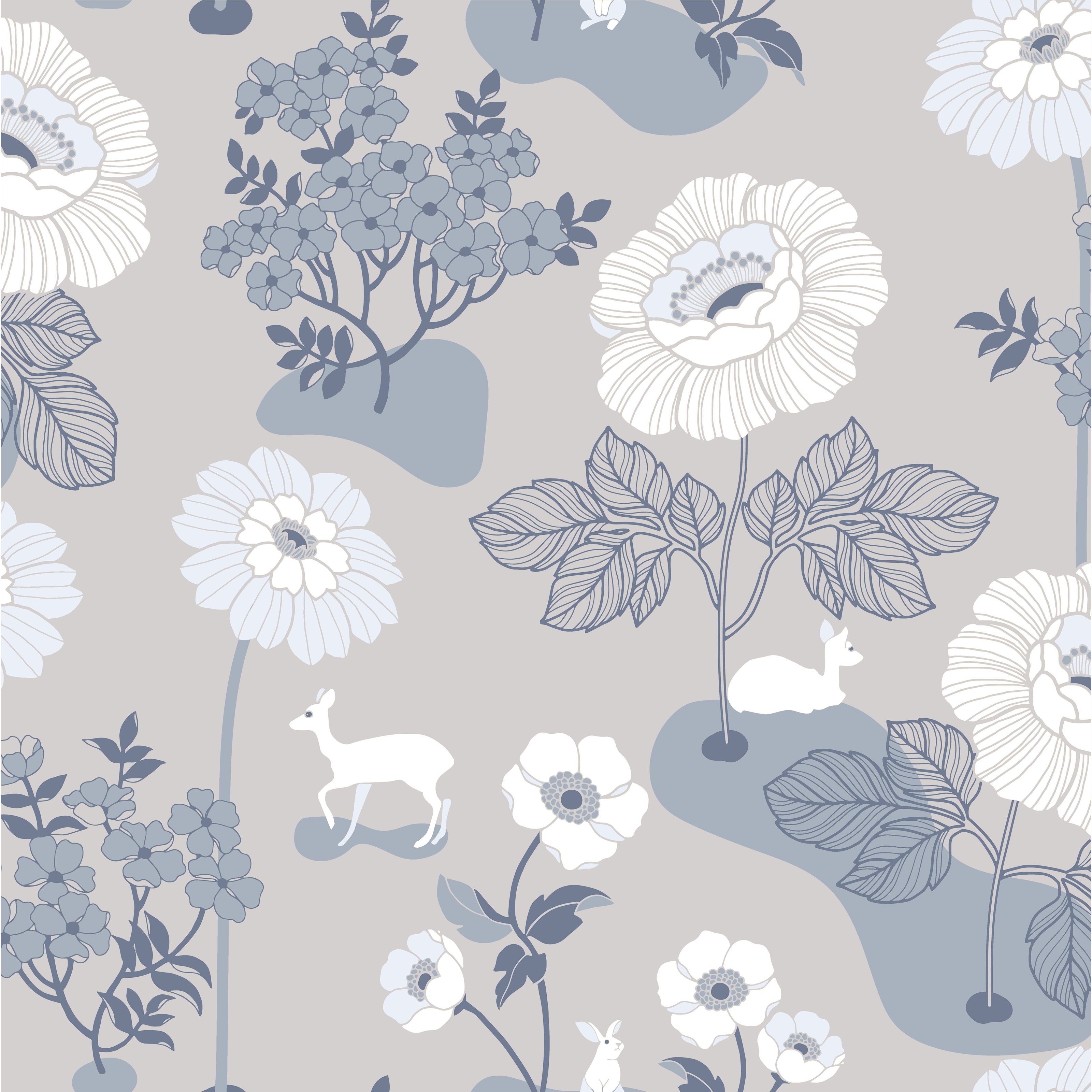 Blomsteräng, grå tapet från duro med blommigt mönster i grå. Från kollektionen Duro 1900. Nonwoven-material med förskjuten mönsterpassning. Country-stil.
