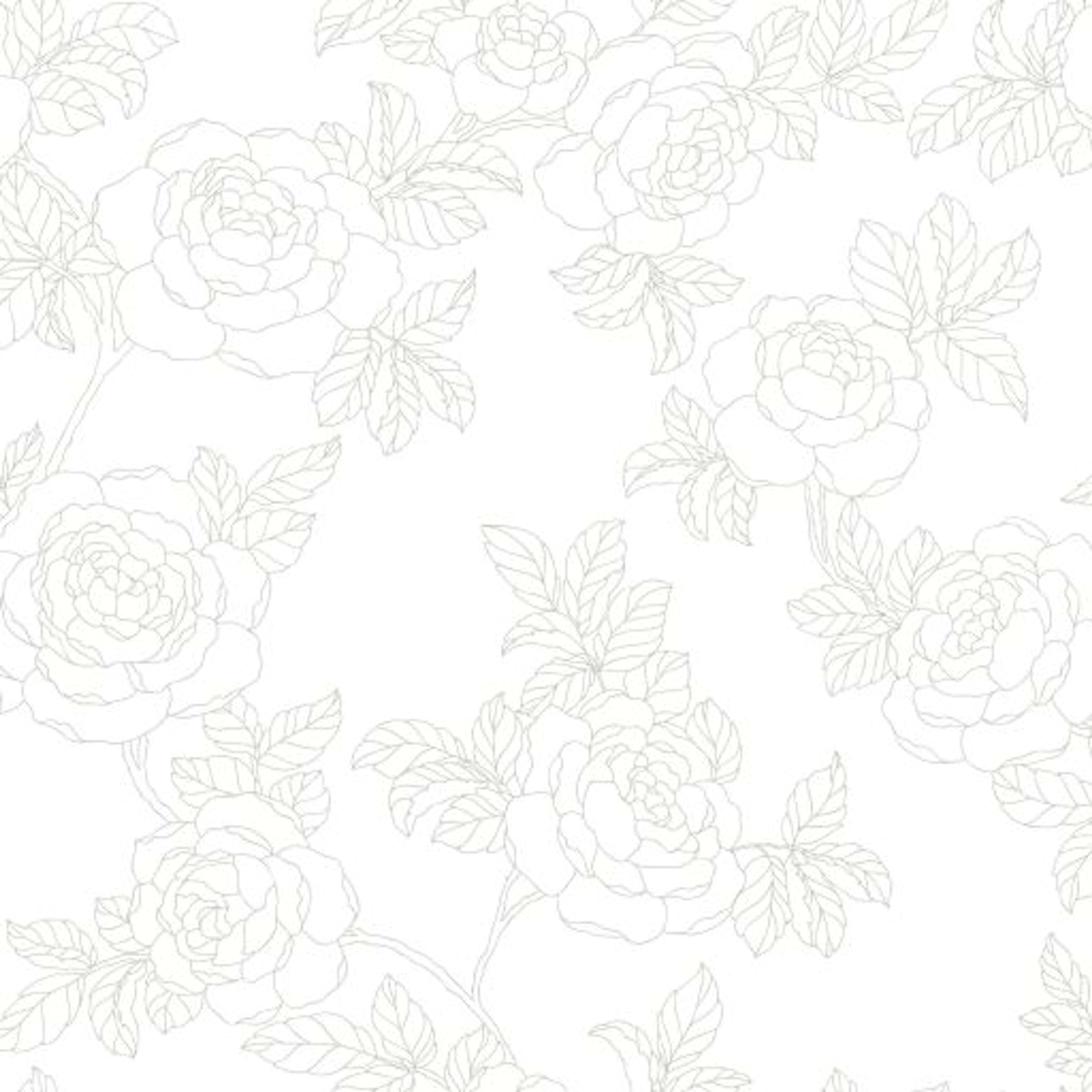 Inez, Ljusgrå tapet från duro med blommigt mönster i grå. Från kollektionen Natur. Nonwoven-material med förskjuten passning.