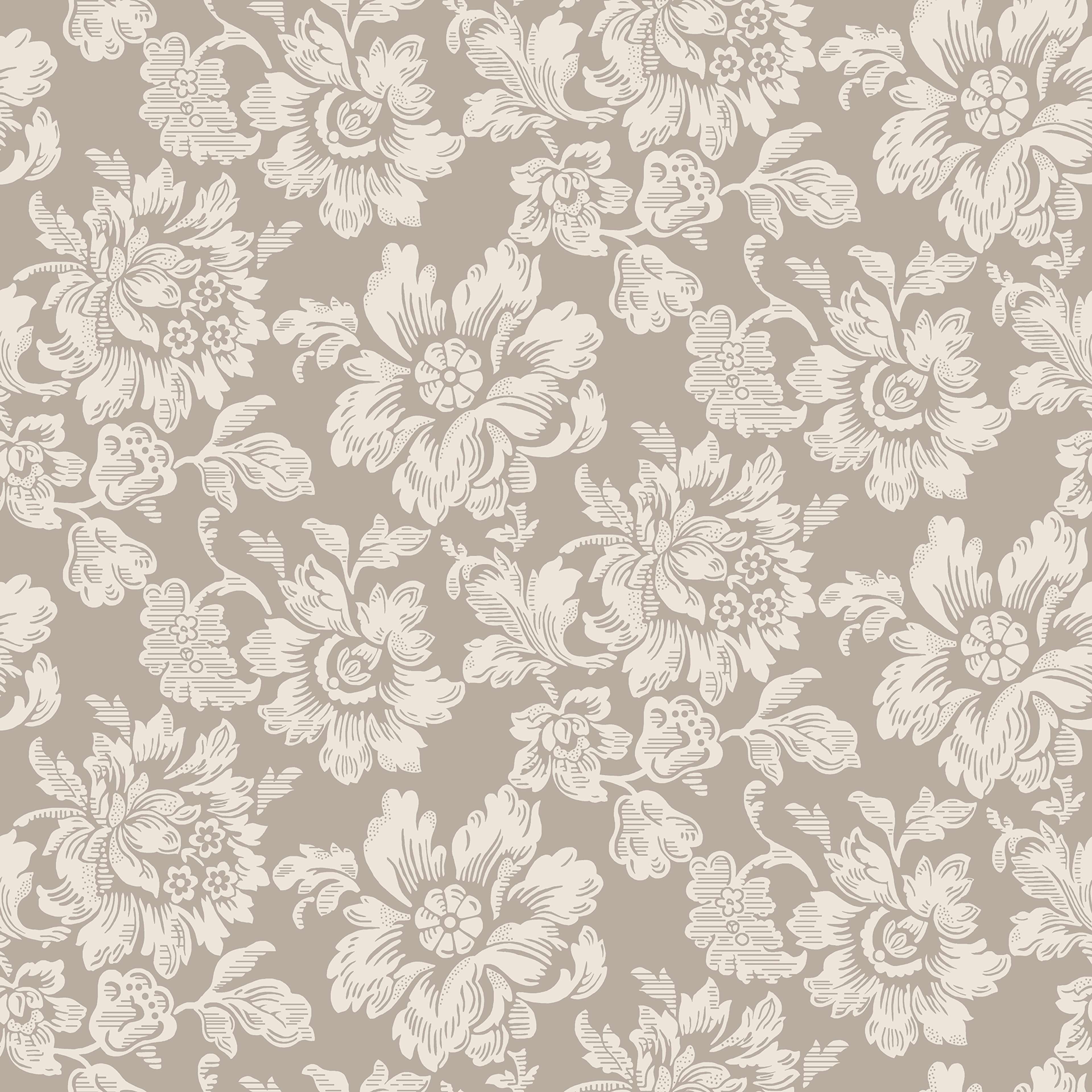 Högstatorpet, Beige tapet från duro med botaniskt mönster i beige. Från kollektionen Gammalsvenska QuickUp. Nonwoven-material med rak passning.