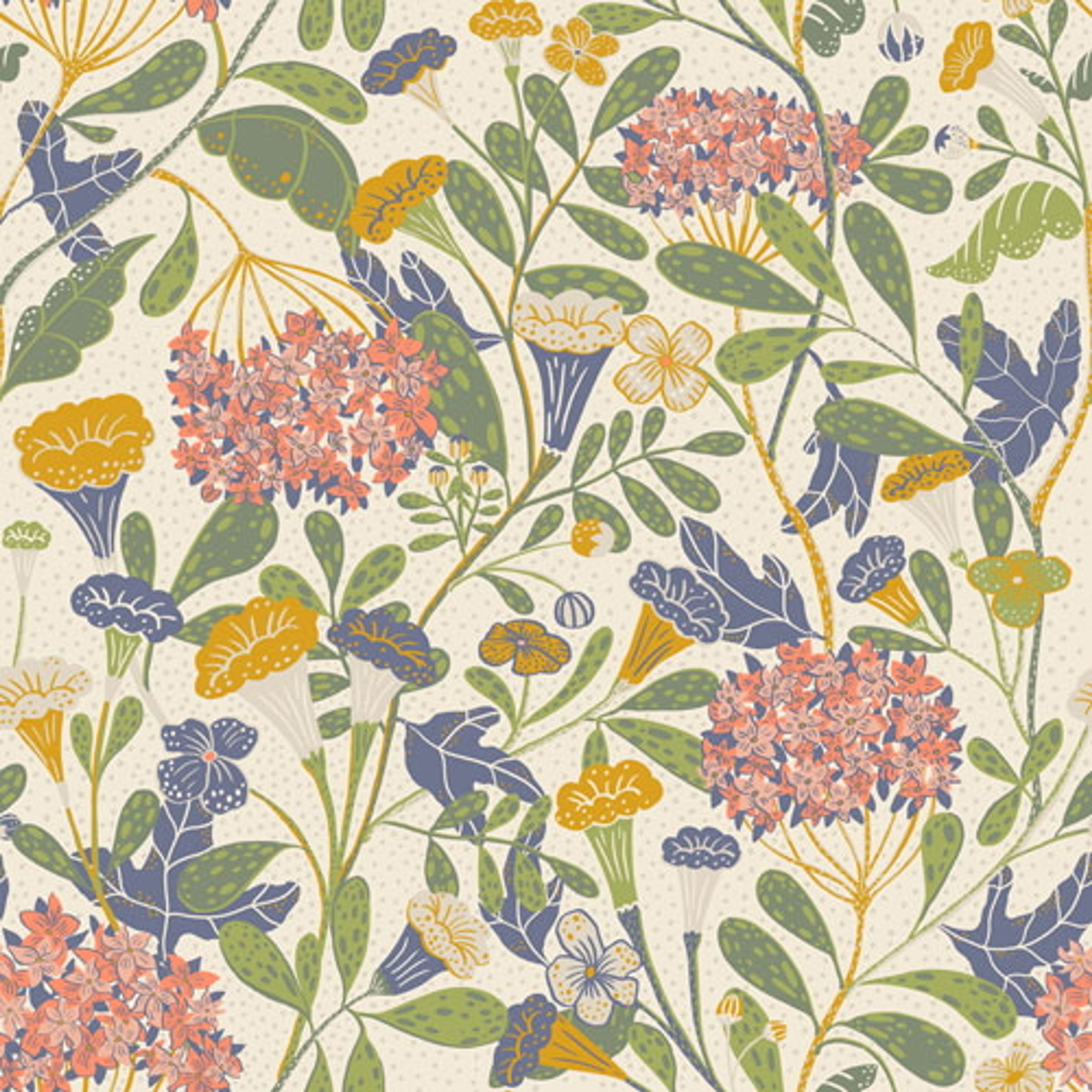 Hybbe tapet med blommigt mönster i grön. Från kollektionen Lina. Nonwoven-material med rak passning.