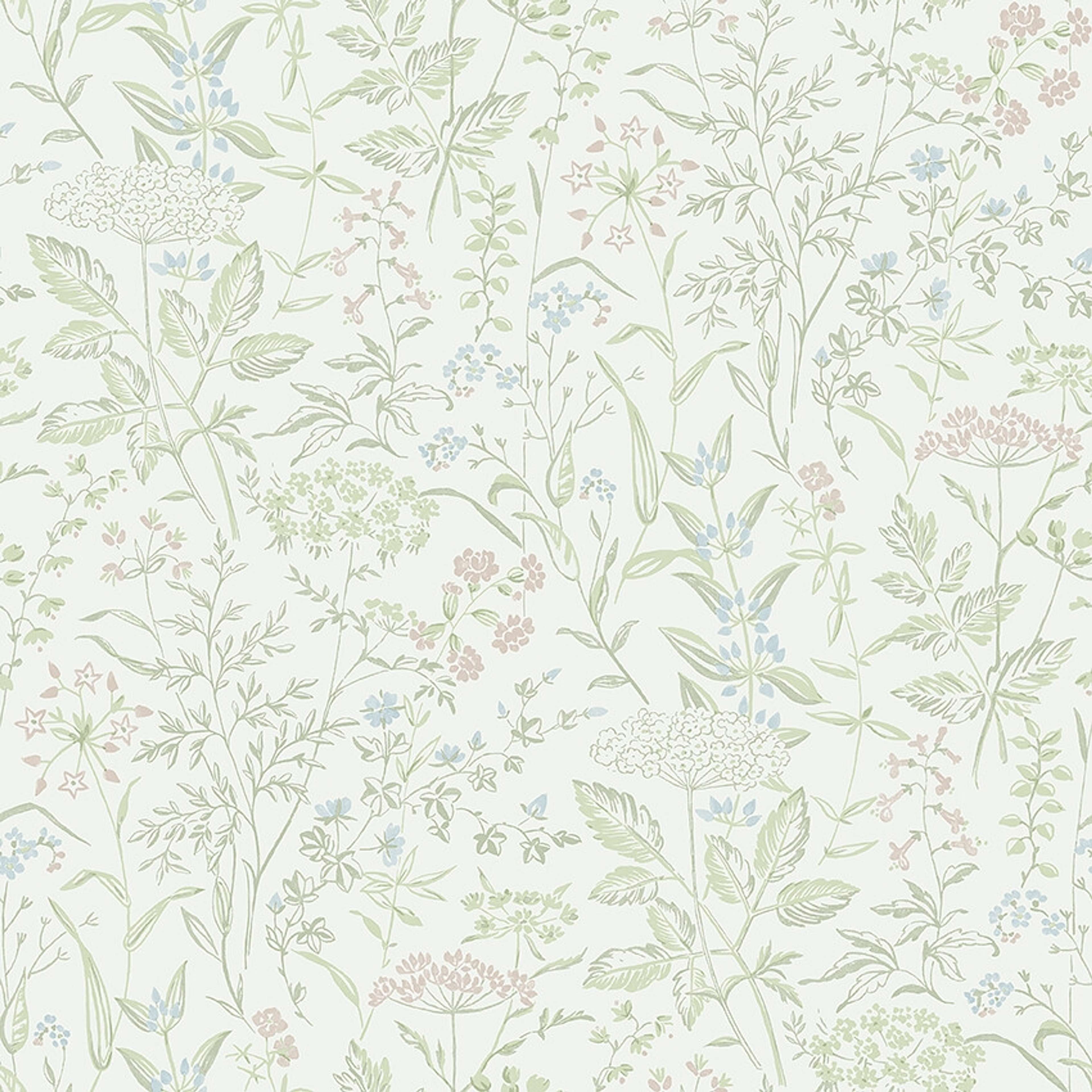Emil 38734, tapet tapet med botaniskt, blommigt mönster i beige. Från kollektionen Borosan Hem. Nonwoven-material med rak passning.