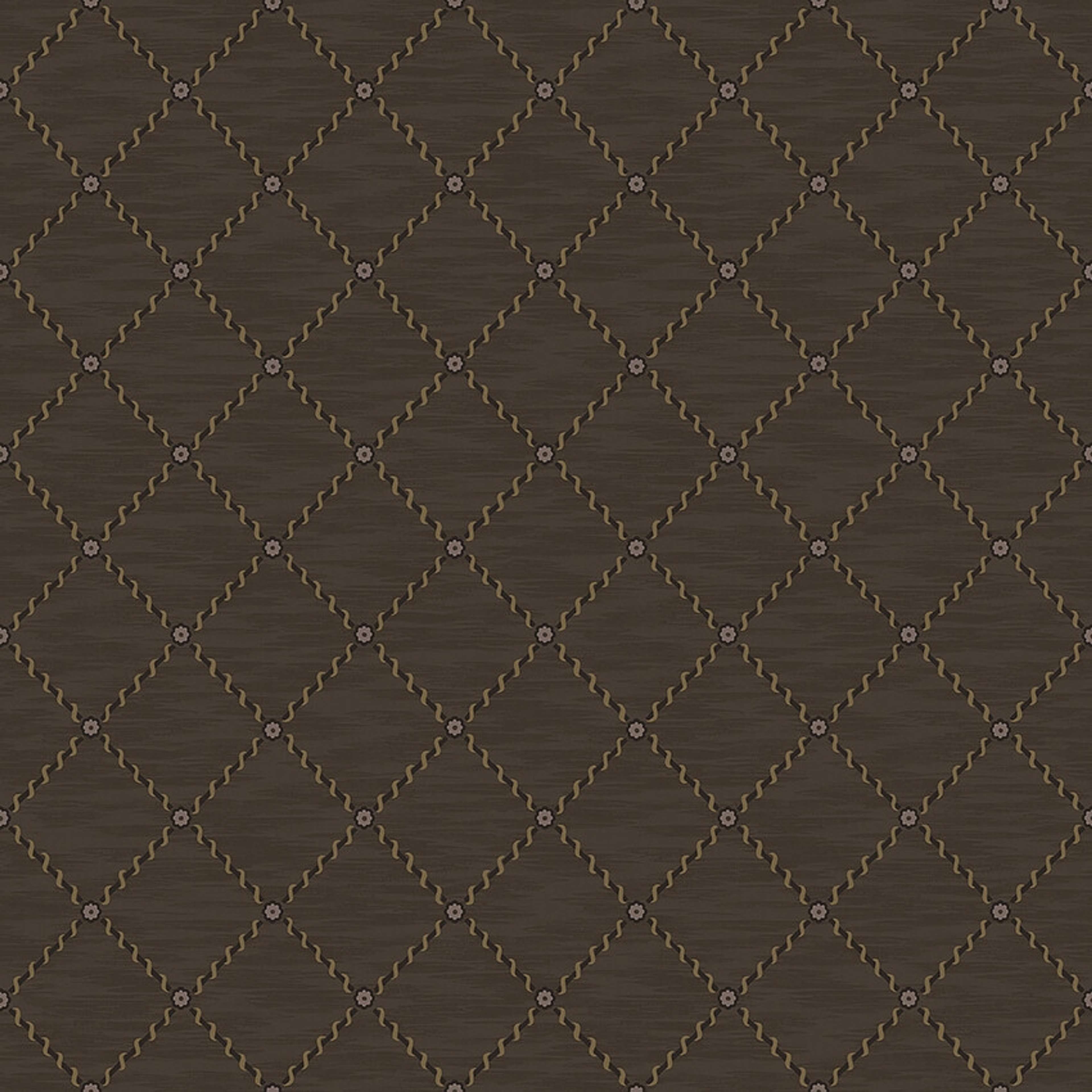 Golden Trellis brun rutmönster med guldskimmer tapet med rutigt, trellis mönster i brun. Från kollektionen Treasured. Nonwoven-material med rak passning. Passar i kök, hall och arbetsrum.
