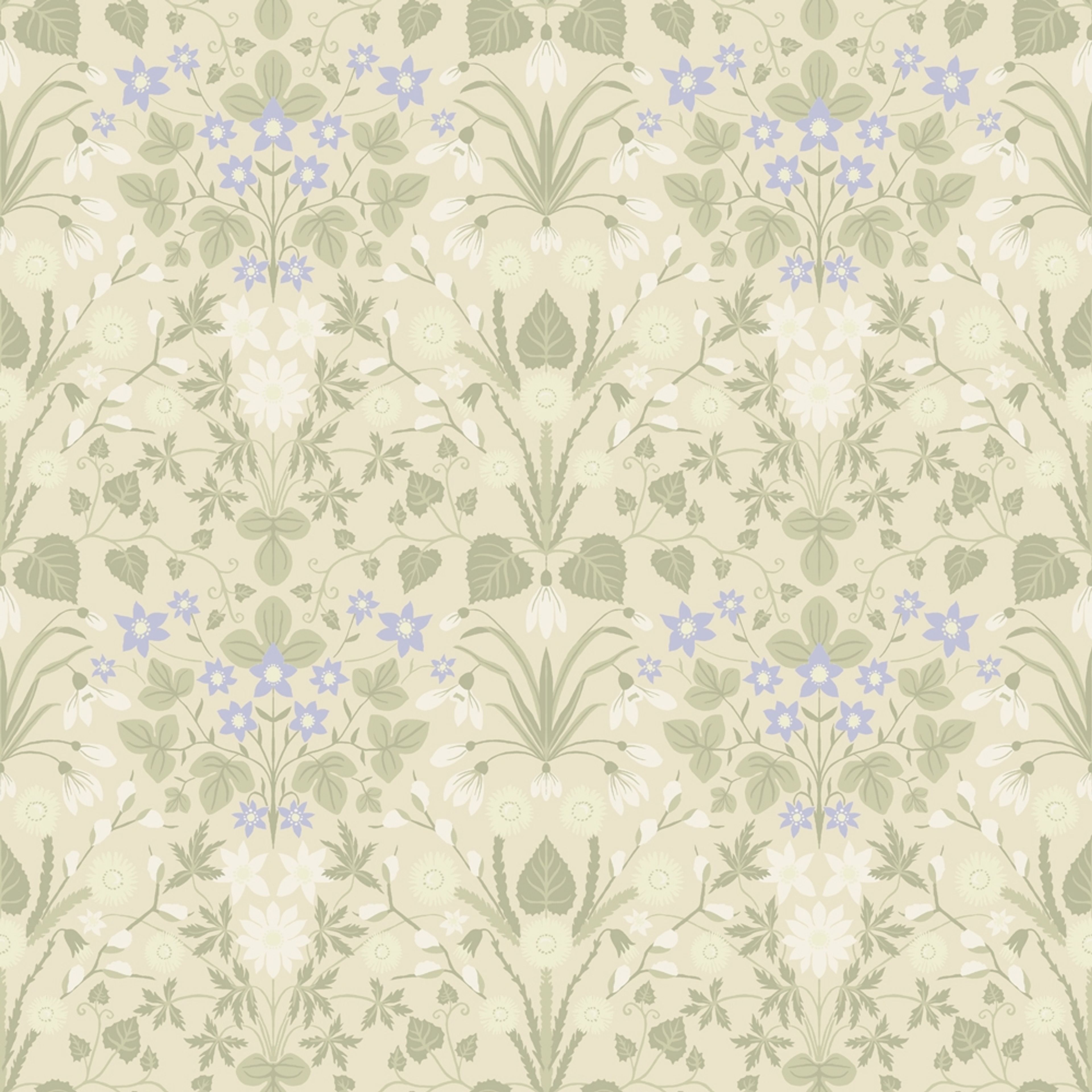 Vårblommor, gul tapet tapet med blommigt mönster i gul. Från kollektionen Långenäs. Nonwoven-material med rak passning.