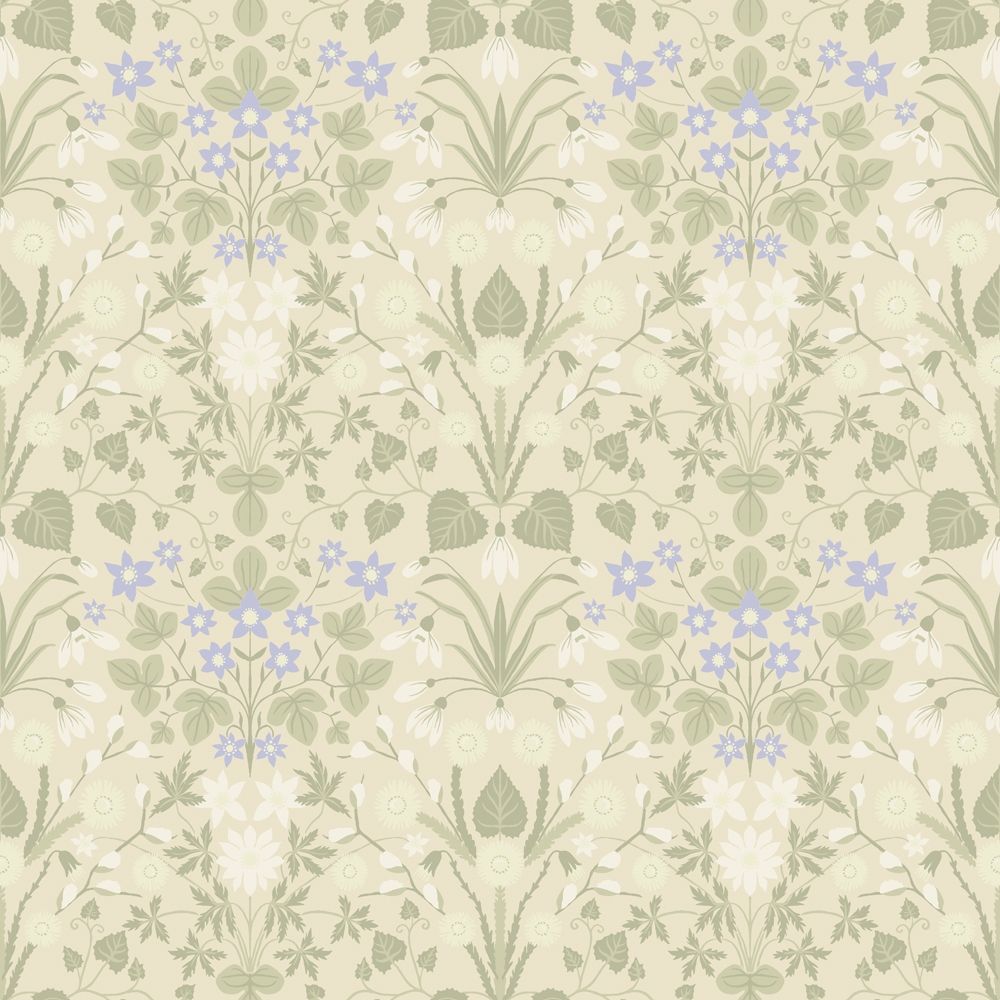 Vårblommor, gul tapet tapet med blommigt mönster i gul. Från kollektionen Långenäs. Nonwoven-material med rak passning.