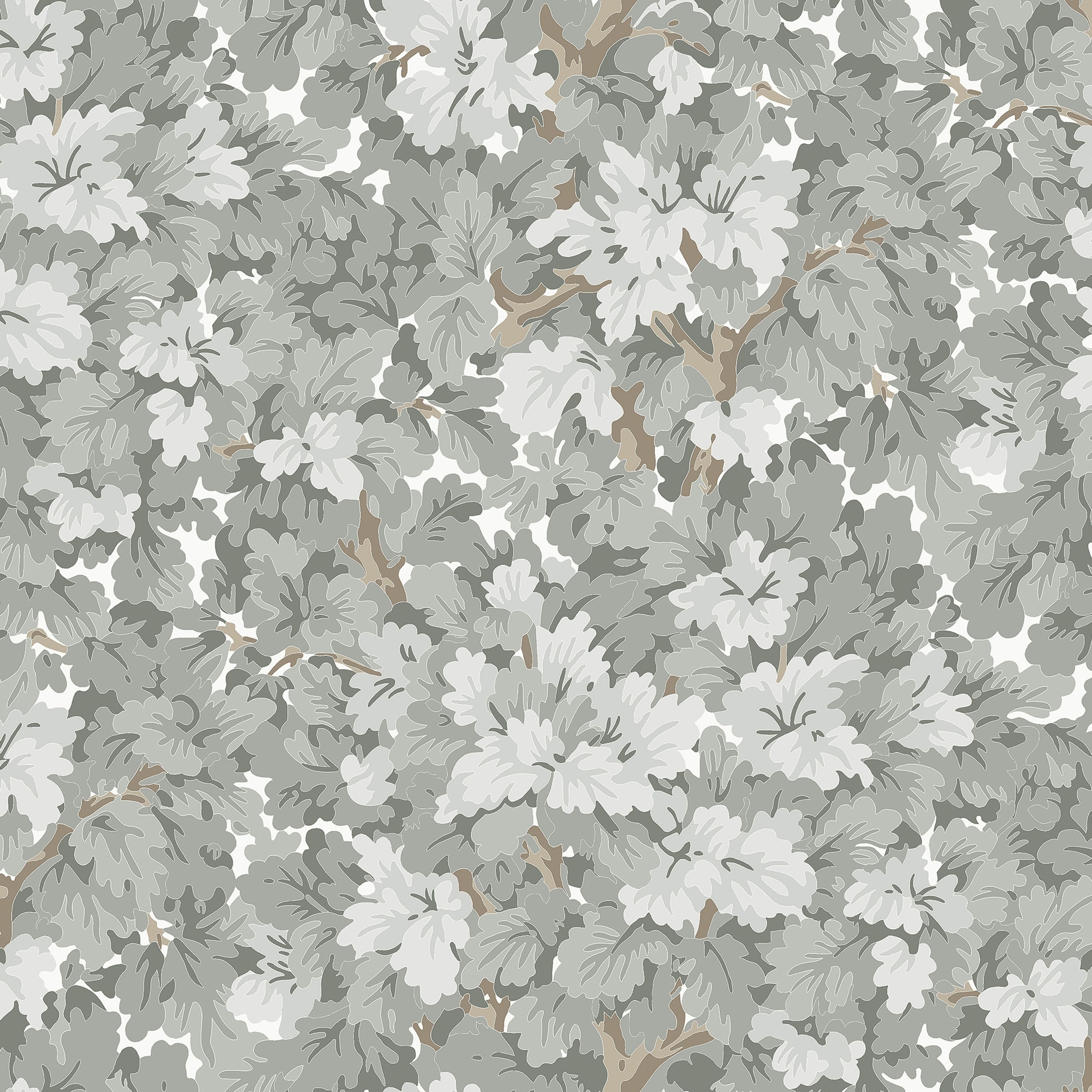 Lilla Dockekulla Grå tapet med botaniskt mönster i grå. Från kollektionen Gammalsvenska klassiker 1850–1950. Nonwoven-material med rak passning.
