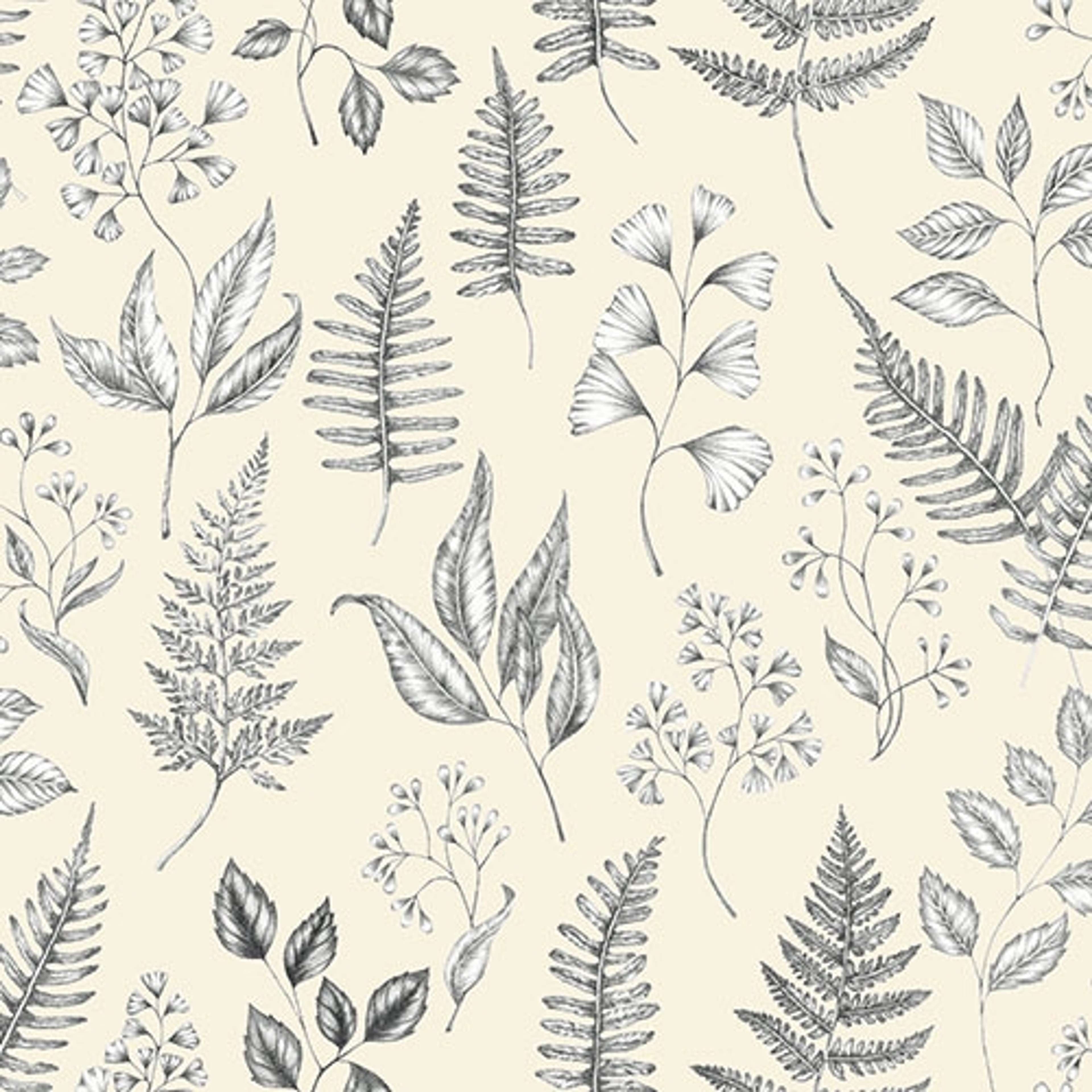 Betula tapet med botaniskt mönster i gul. Från kollektionen skogsgläntan. Nonwoven-material med förskjuten passning. City-stil. Passar i vardagsrum, sovrum och matsal.