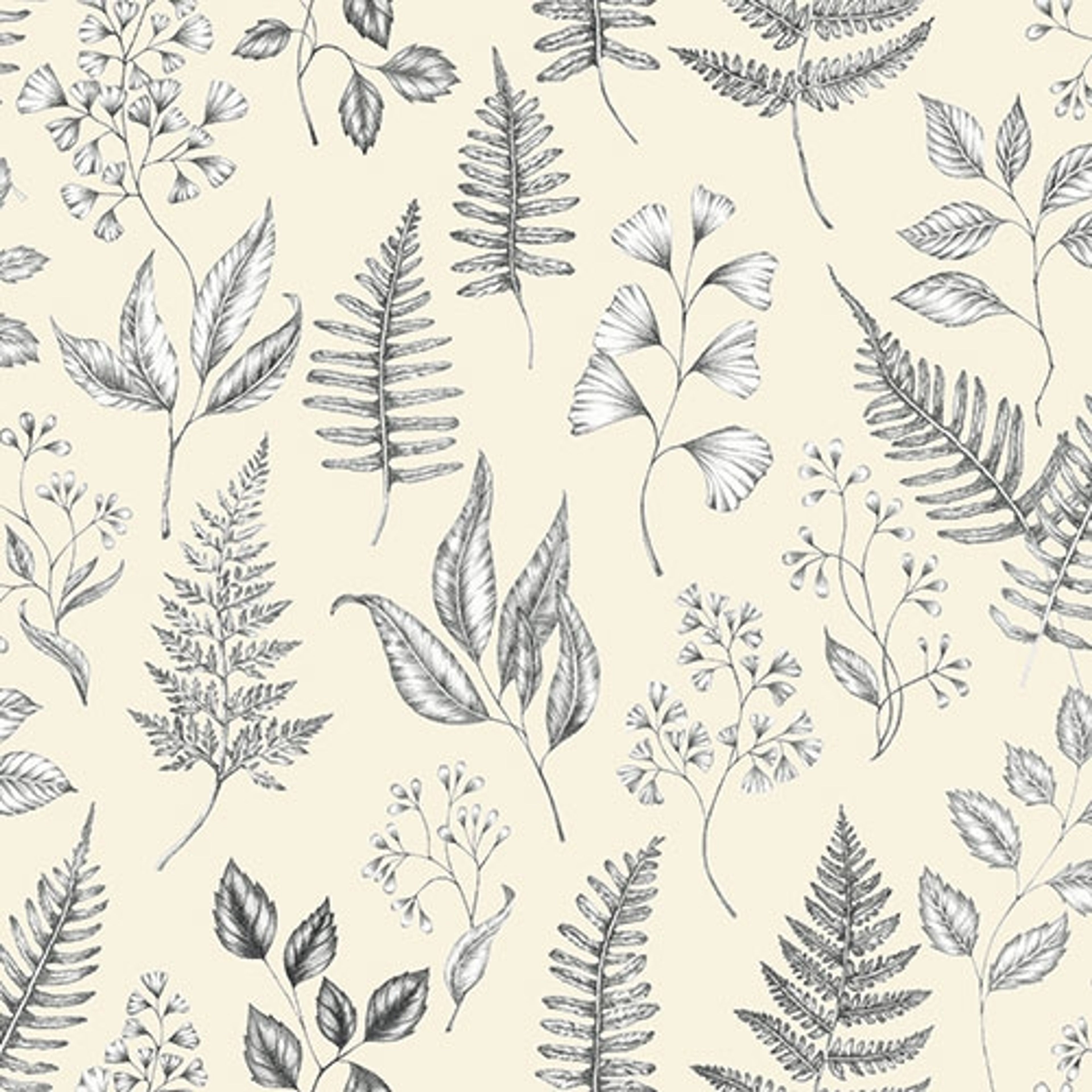 Betula tapet med botaniskt mönster i gul. Från kollektionen skogsgläntan. Nonwoven-material med förskjuten passning. City-stil. Passar i vardagsrum, sovrum och matsal.