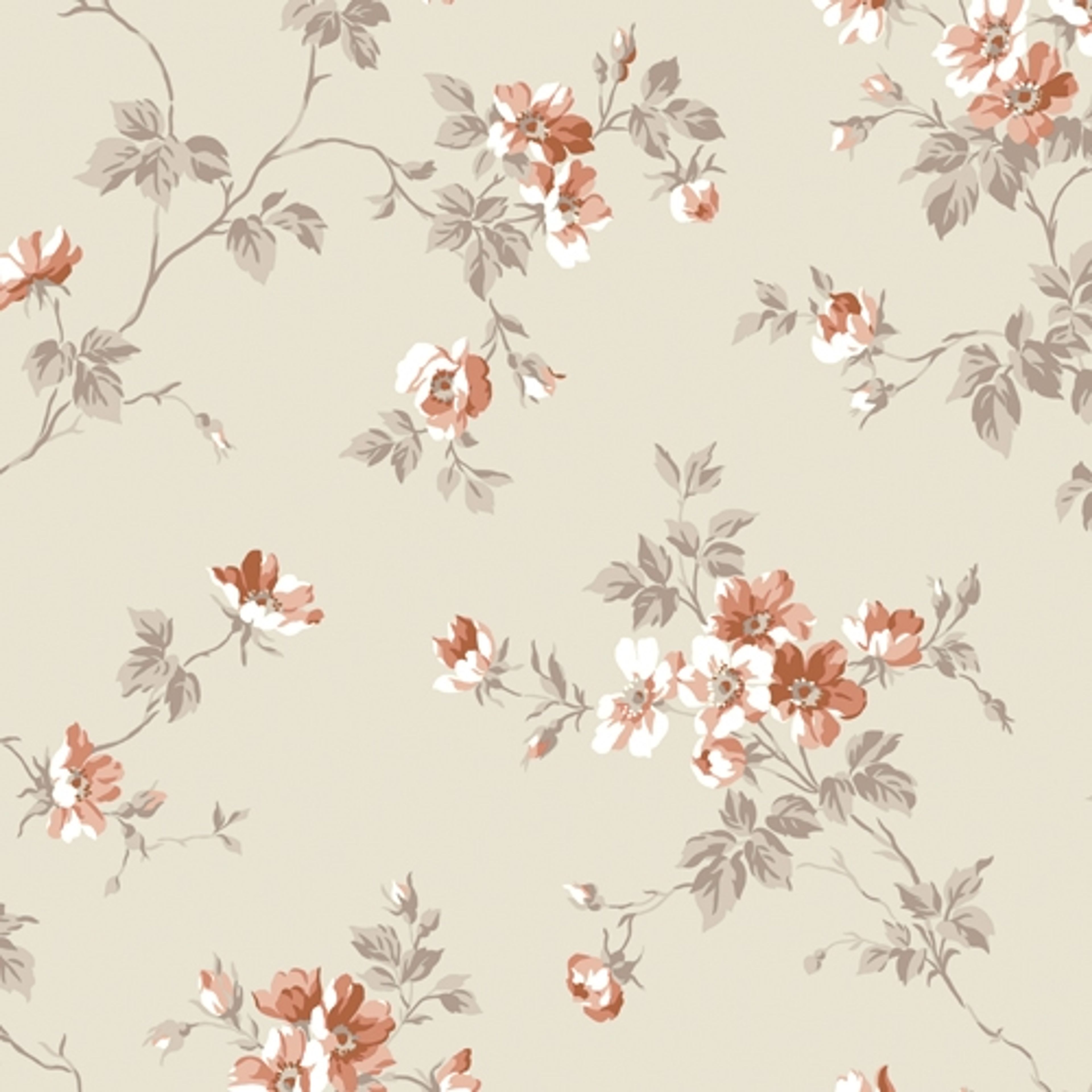 Kristina, beige tapet tapet med blommigt mönster i beige. Från kollektionen Hav & Land. Nonwoven-material med förskjuten passning.
