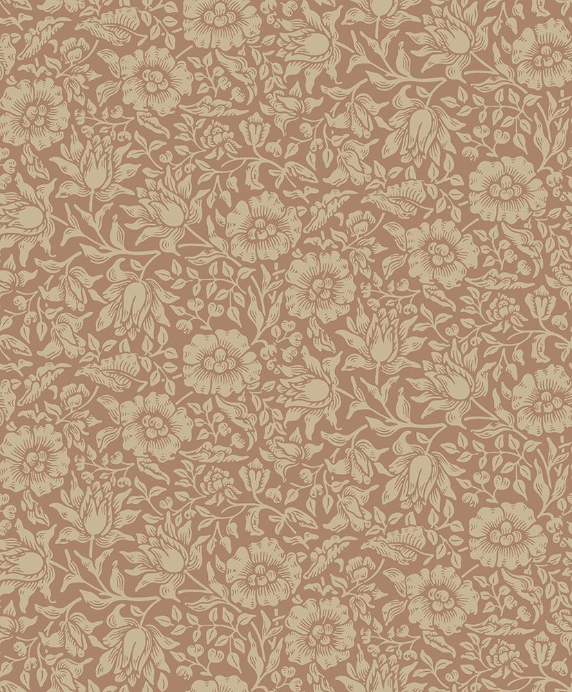 Mallow, röd tapet tapet från Midbec med botaniskt, blommigt mönster i röd. Från kollektionen Hidden Treasures vol 1. Nonwoven-material med rak passning.