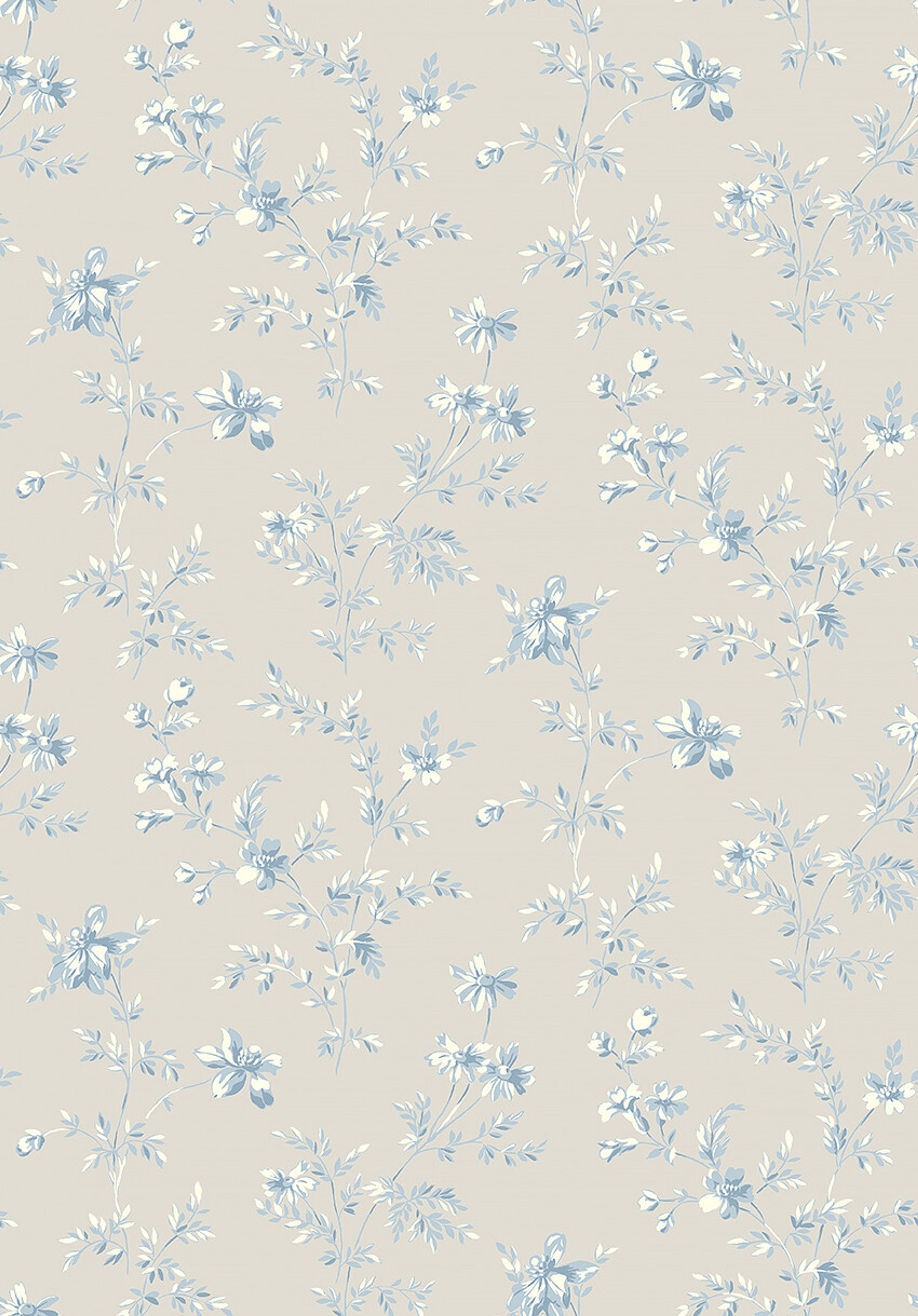 Ängsblomma tapet med blommigt mönster i blå och beige. Från kollektionen timeless traditions. Nonwoven-material med rak passning.