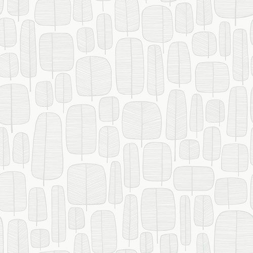 Little Trees Cirrus tapet från Midbec med botaniskt, retro mönster i vit. Från kollektionen Kinfolk. Nonwoven-material med rak passning.