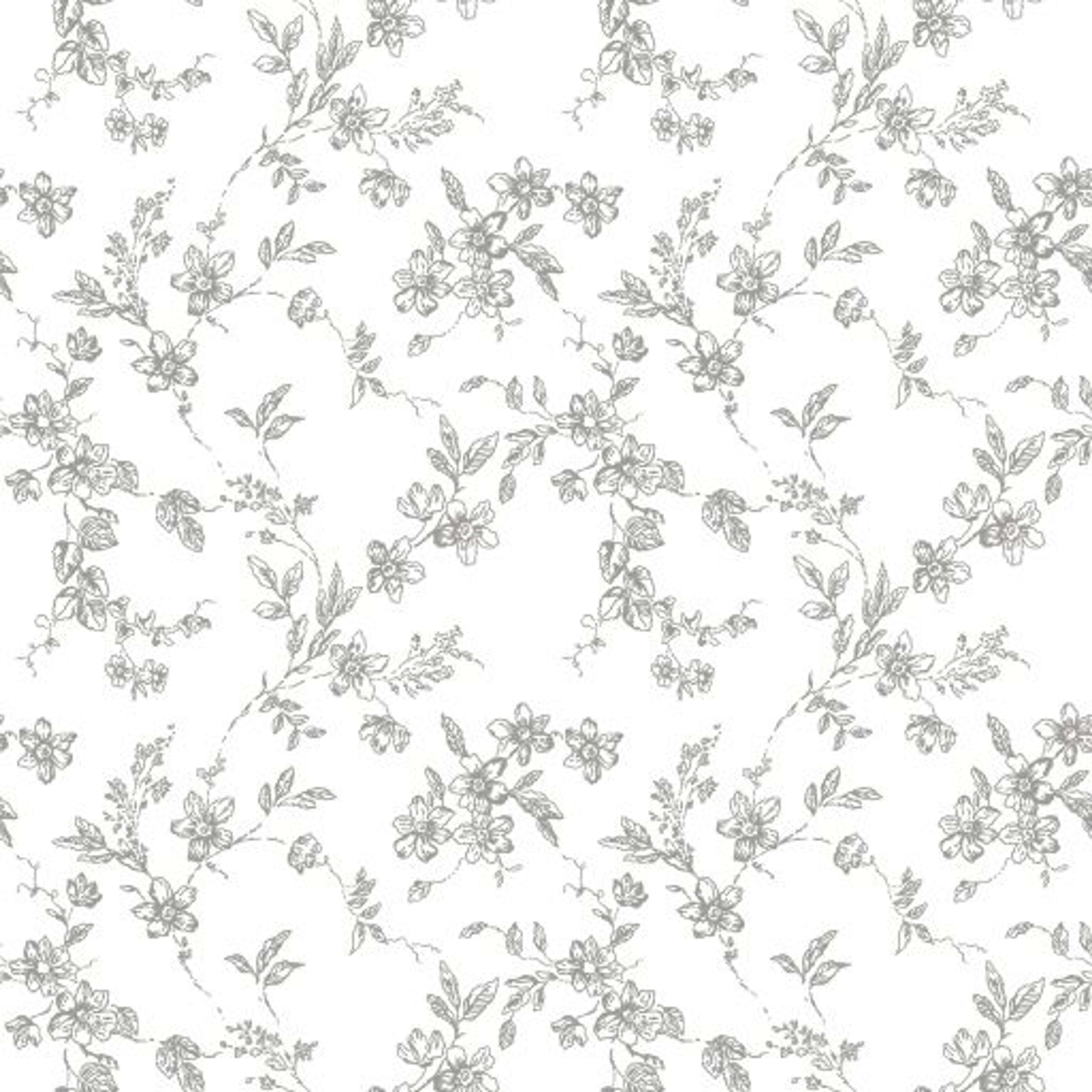 Bella, Grå tapet från duro med blommigt mönster i grå. Från kollektionen Spira. Nonwoven-material med rak passning.