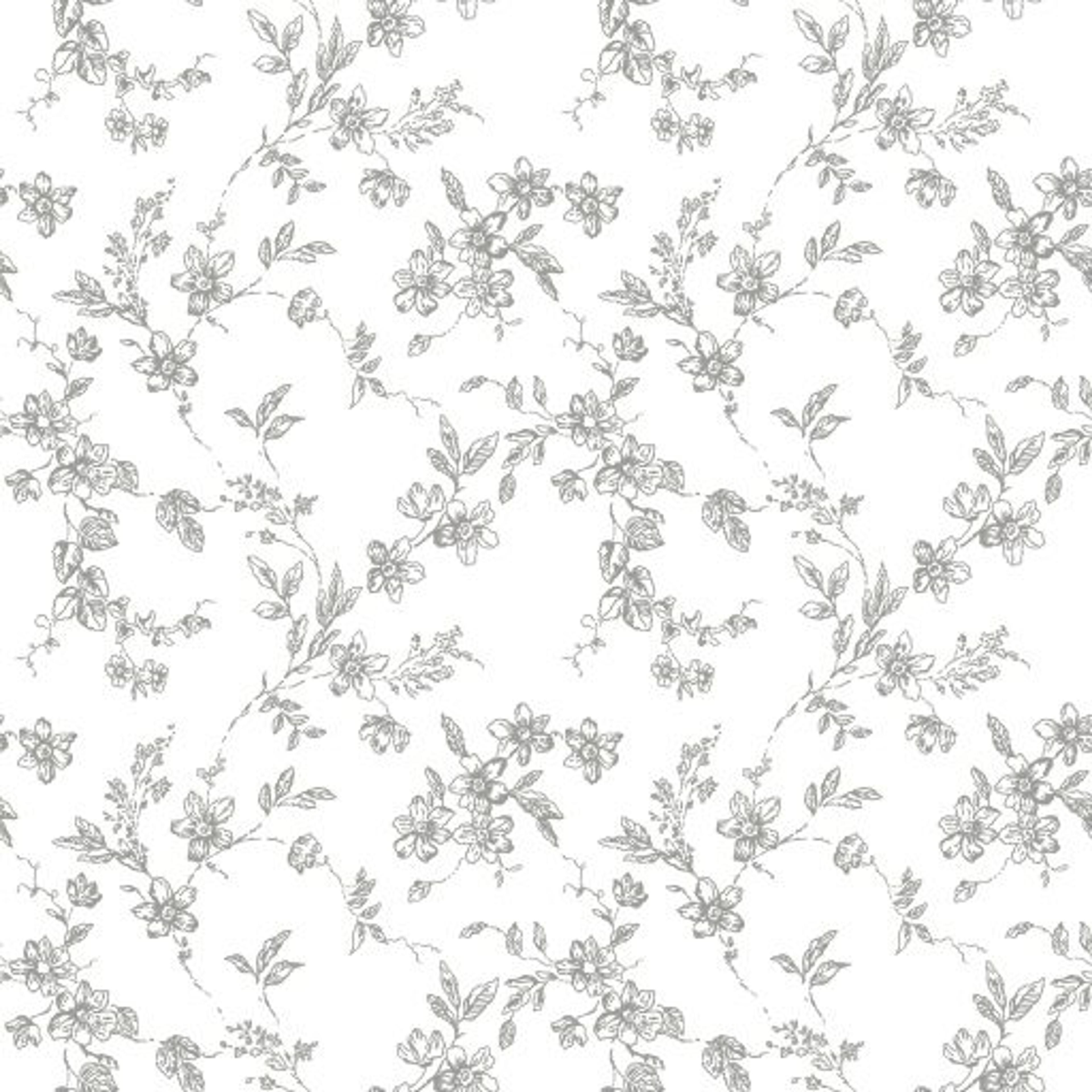 Bella, Grå tapet från duro med blommigt mönster i grå. Från kollektionen Spira. Nonwoven-material med rak passning.