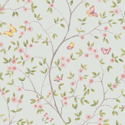 Hilma småblommig, ljusblå tapet från Midbec med blommigt mönster i blå. Från kollektionen Blomstermåla. Nonwoven-material med förskjuten passning.