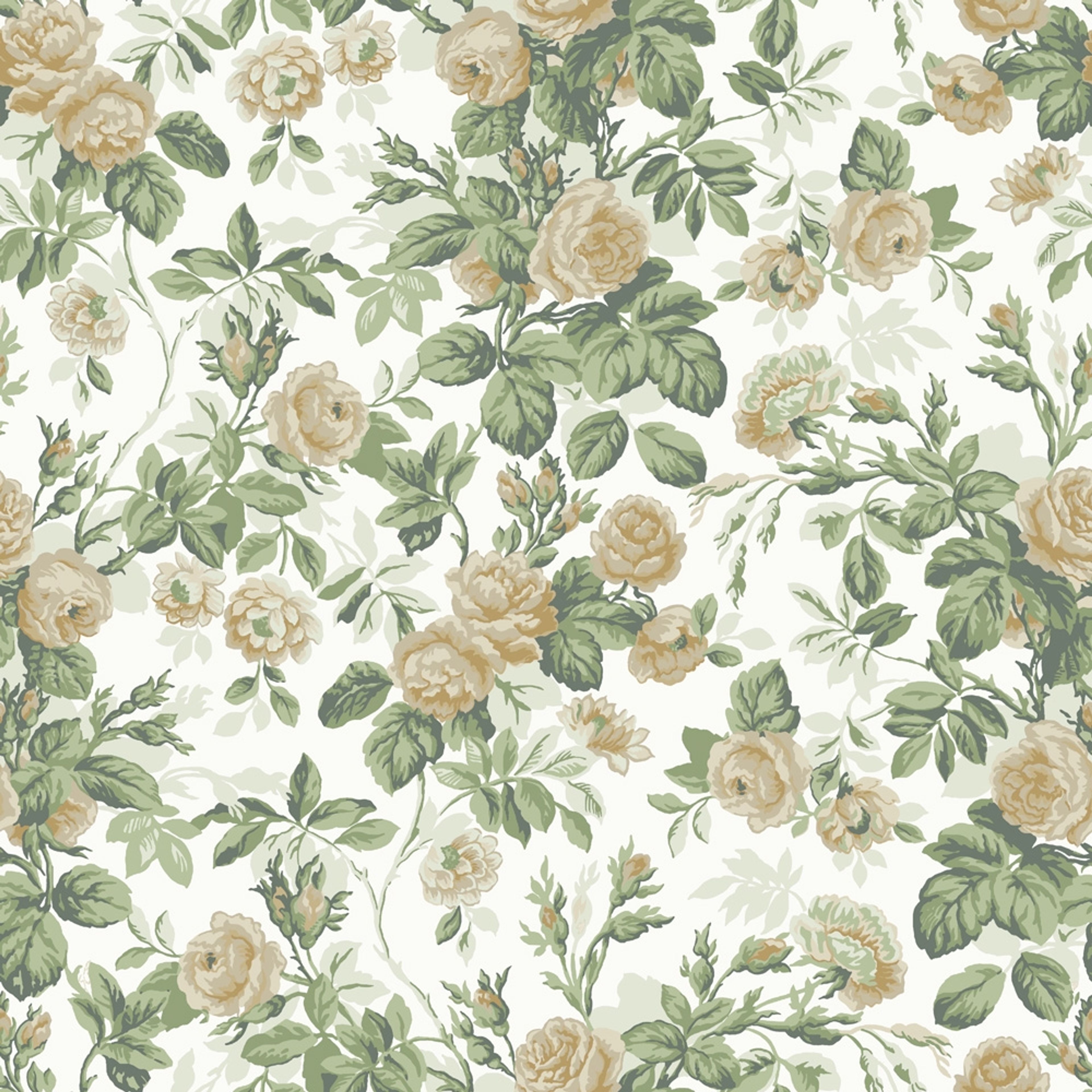 Rosdalen beige, tapet tapet med blommigt mönster i vit och beige. Från kollektionen Sommaräng. Nonwoven-material med rak passning.