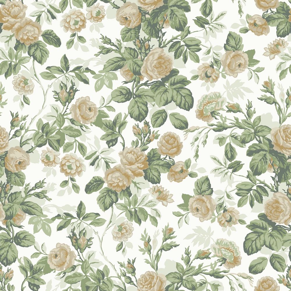 Rosdalen beige, tapet tapet med blommigt mönster i vit och beige. Från kollektionen Sommaräng. Nonwoven-material med rak passning.