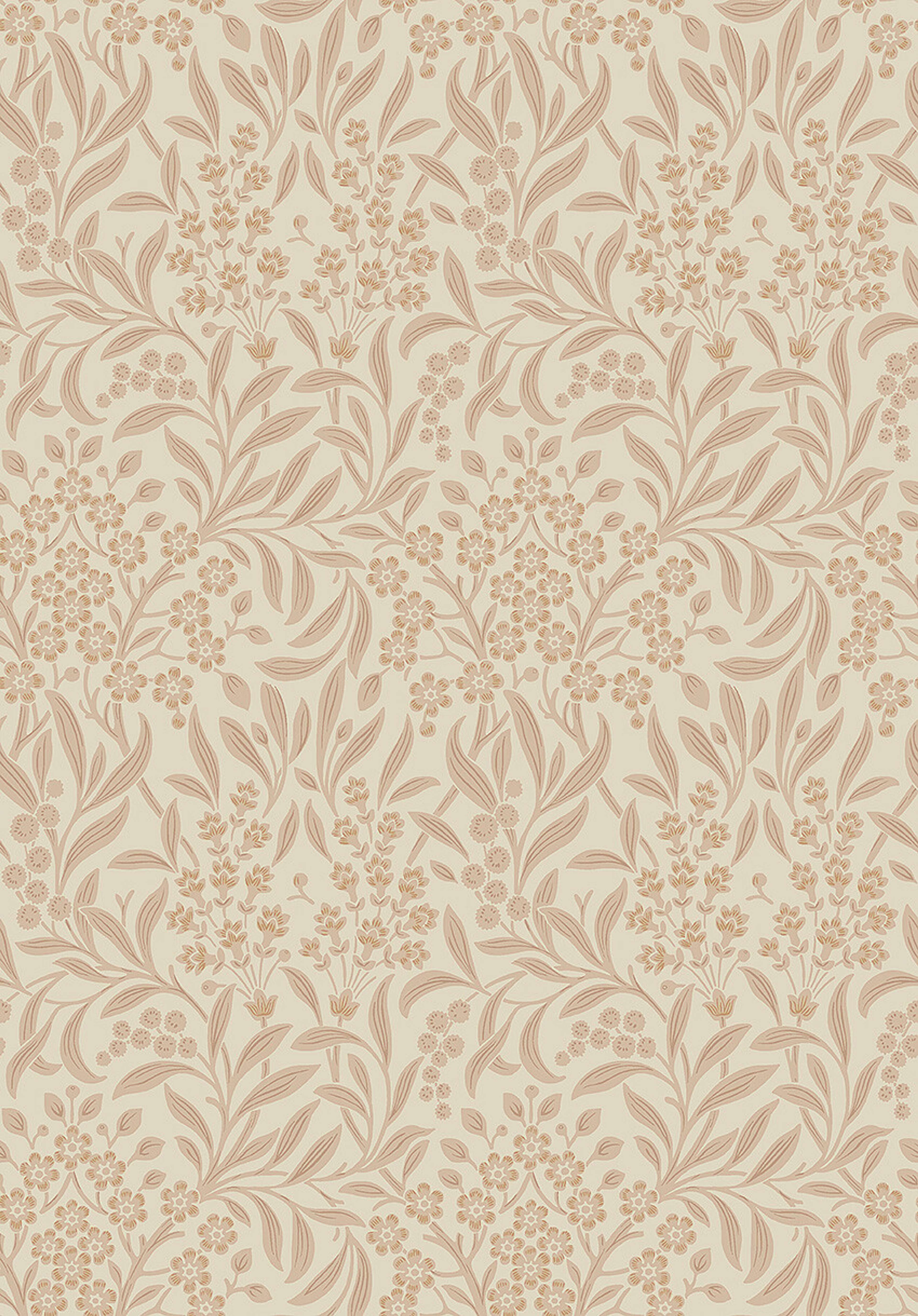 Kryddhyllan tapet med botaniskt, blommigt mönster i beige. Från kollektionen Alla Tiders Hus. Nonwoven-material med rak passning. Passar i vardagsrum, matsal och kök.