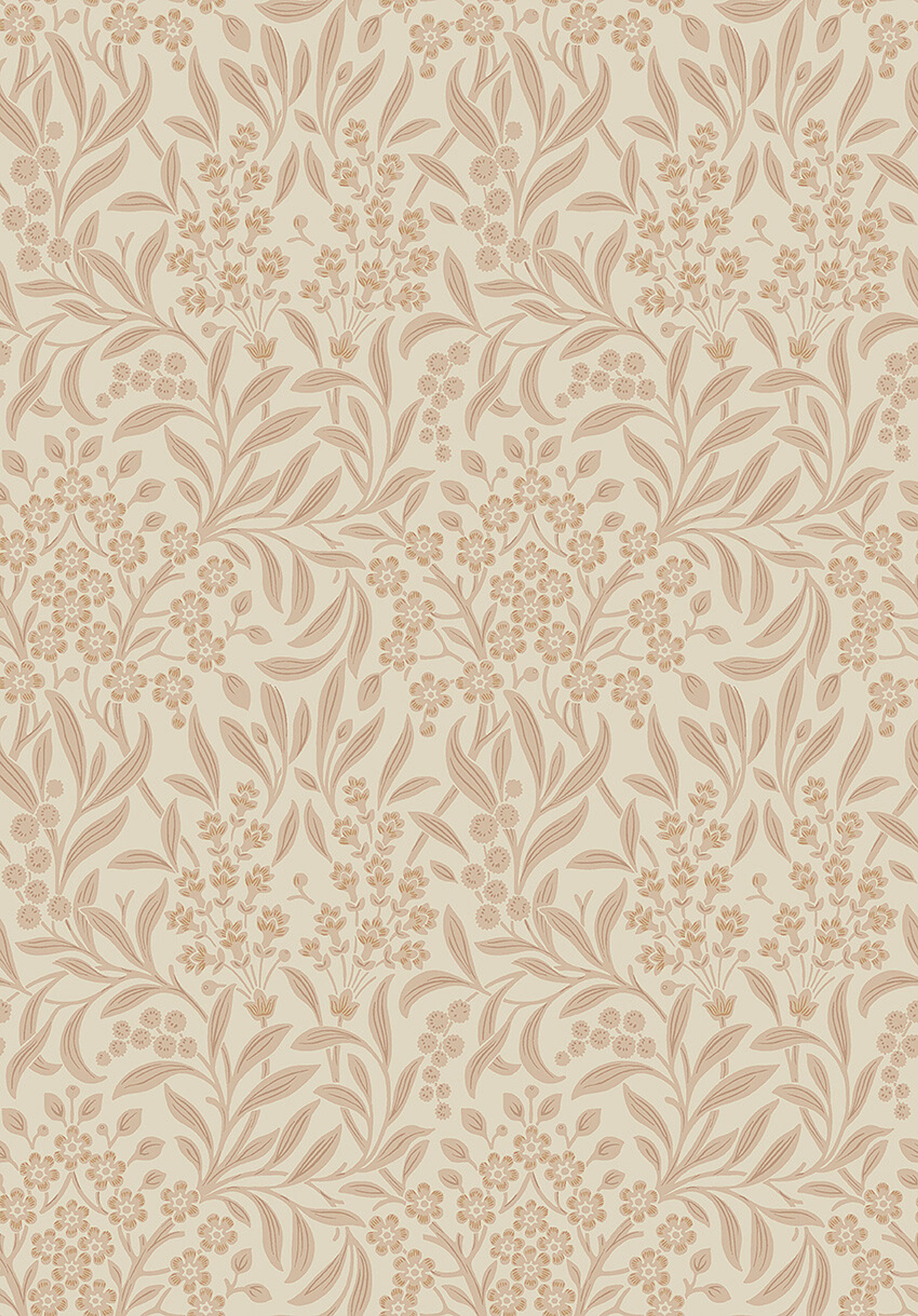 Kryddhyllan tapet med botaniskt, blommigt mönster i beige. Från kollektionen Alla Tiders Hus. Nonwoven-material med rak passning. Passar i vardagsrum, matsal och kök.