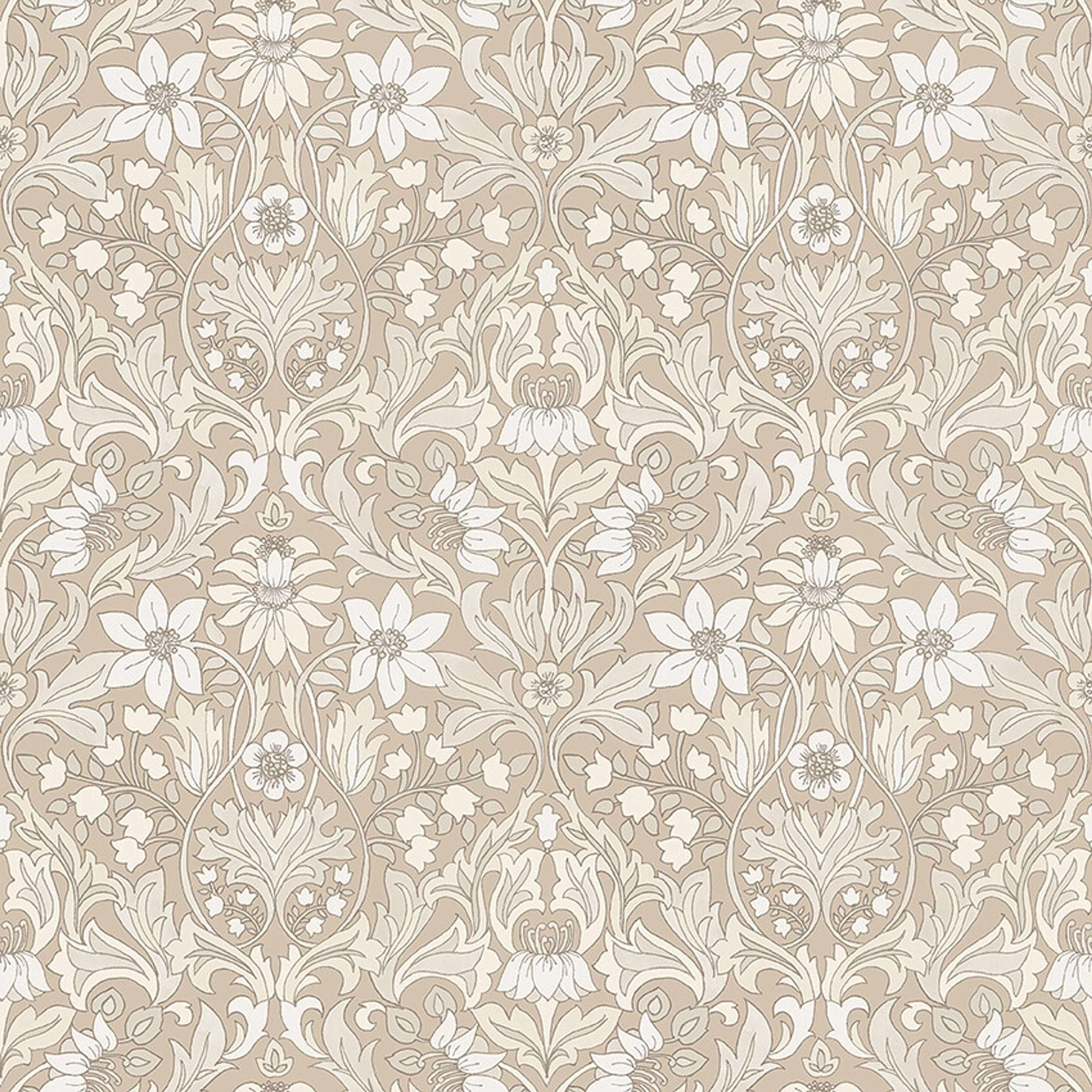 Blomsterfröjd tapet med blommigt mönster i beige. Från kollektionen timeless traditions. Nonwoven-material med rak passning.