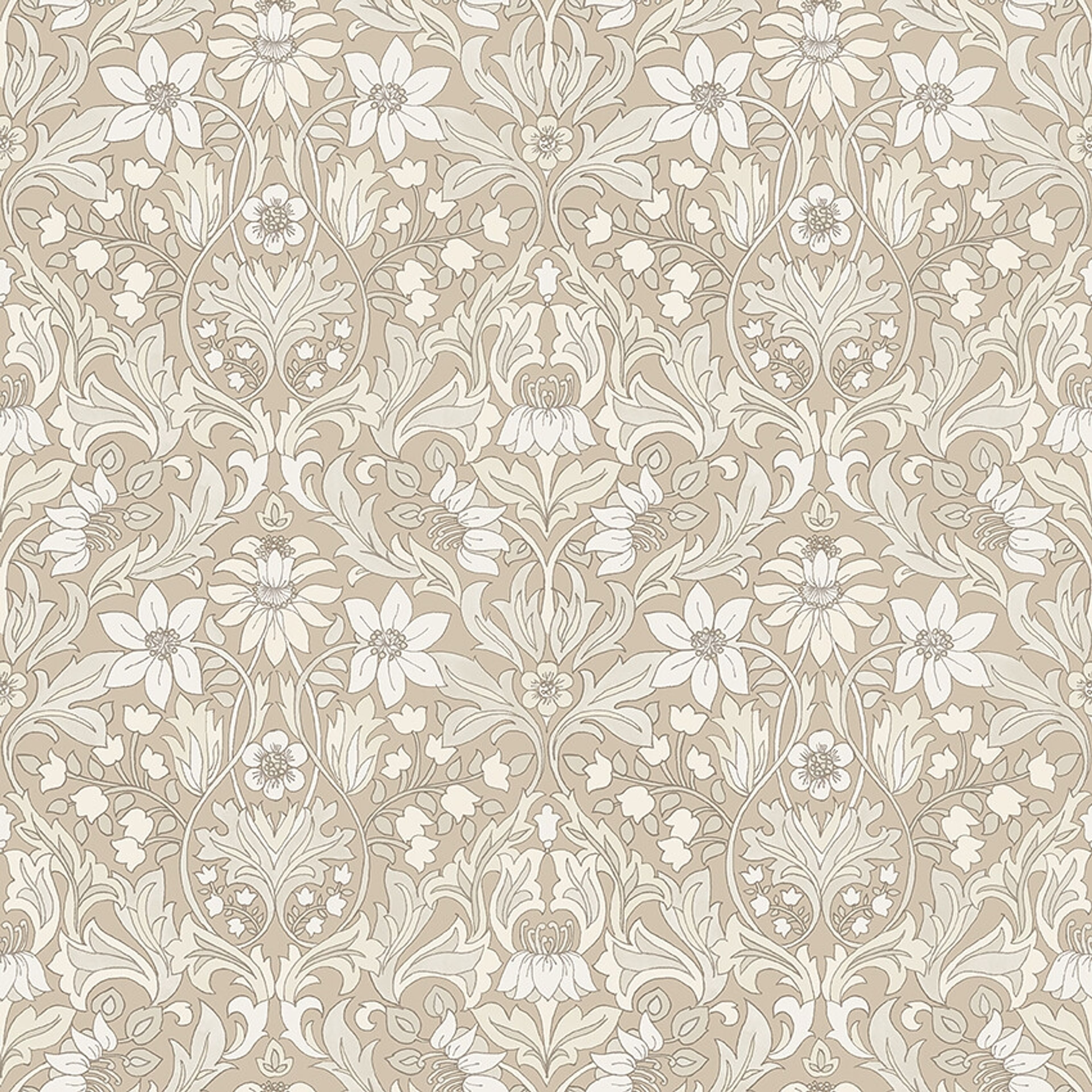 Blomsterfröjd tapet med blommigt mönster i beige. Från kollektionen timeless traditions. Nonwoven-material med rak passning.