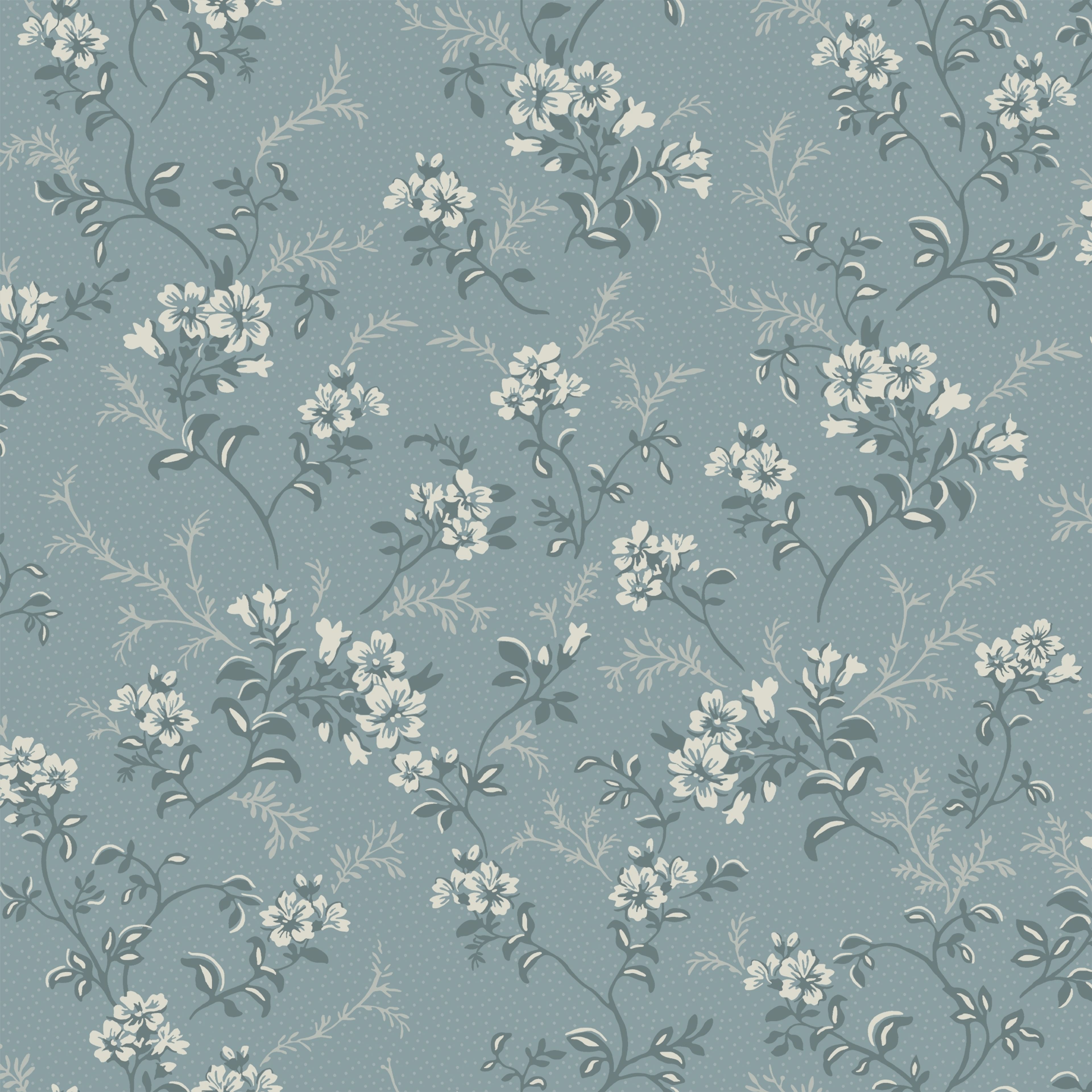 Sonja Blå tapet med blommigt mönster i blå. Från kollektionen Flora. Nonwoven-material med förskjuten passning.