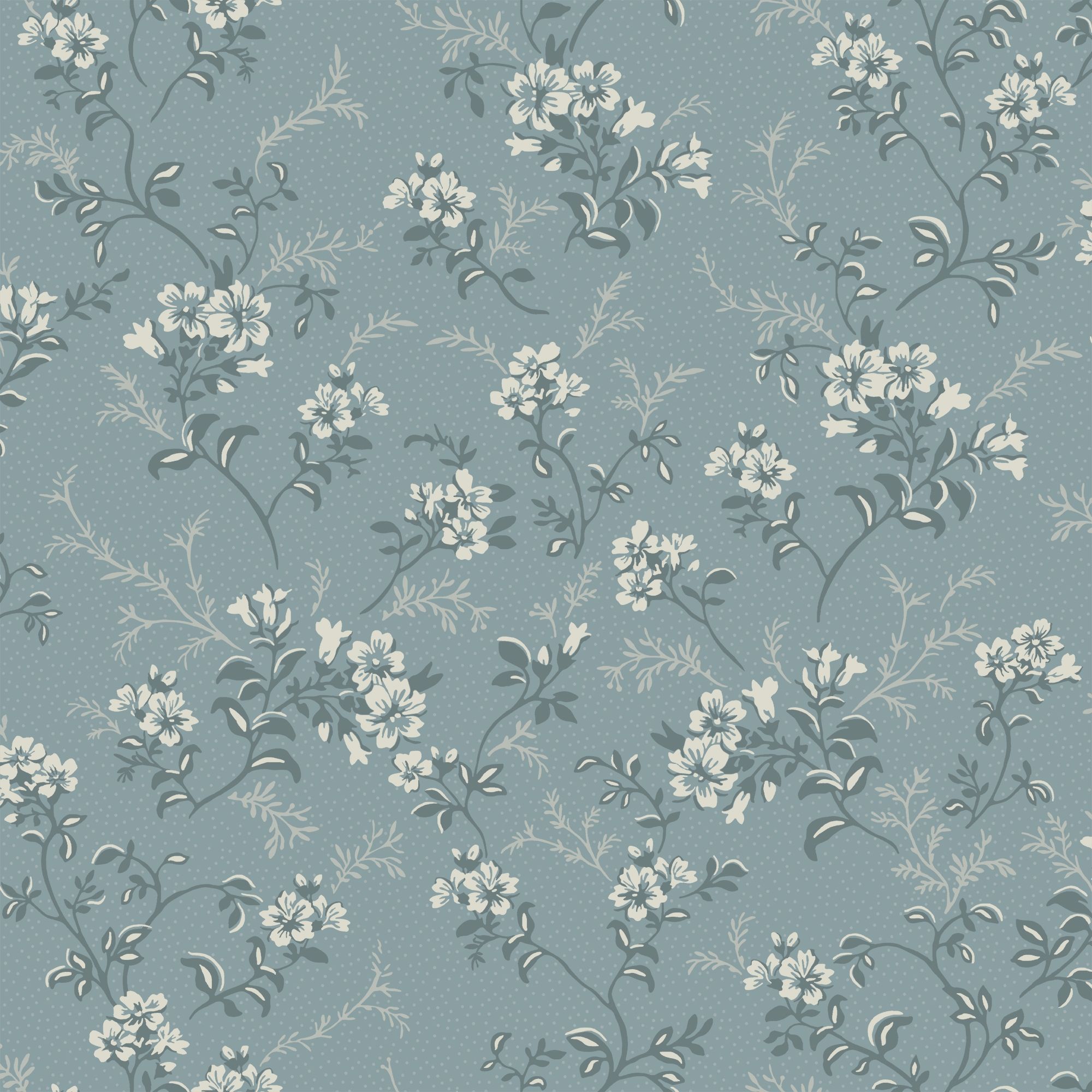 Sonja Blå tapet med blommigt mönster i blå. Från kollektionen Flora. Nonwoven-material med förskjuten passning.