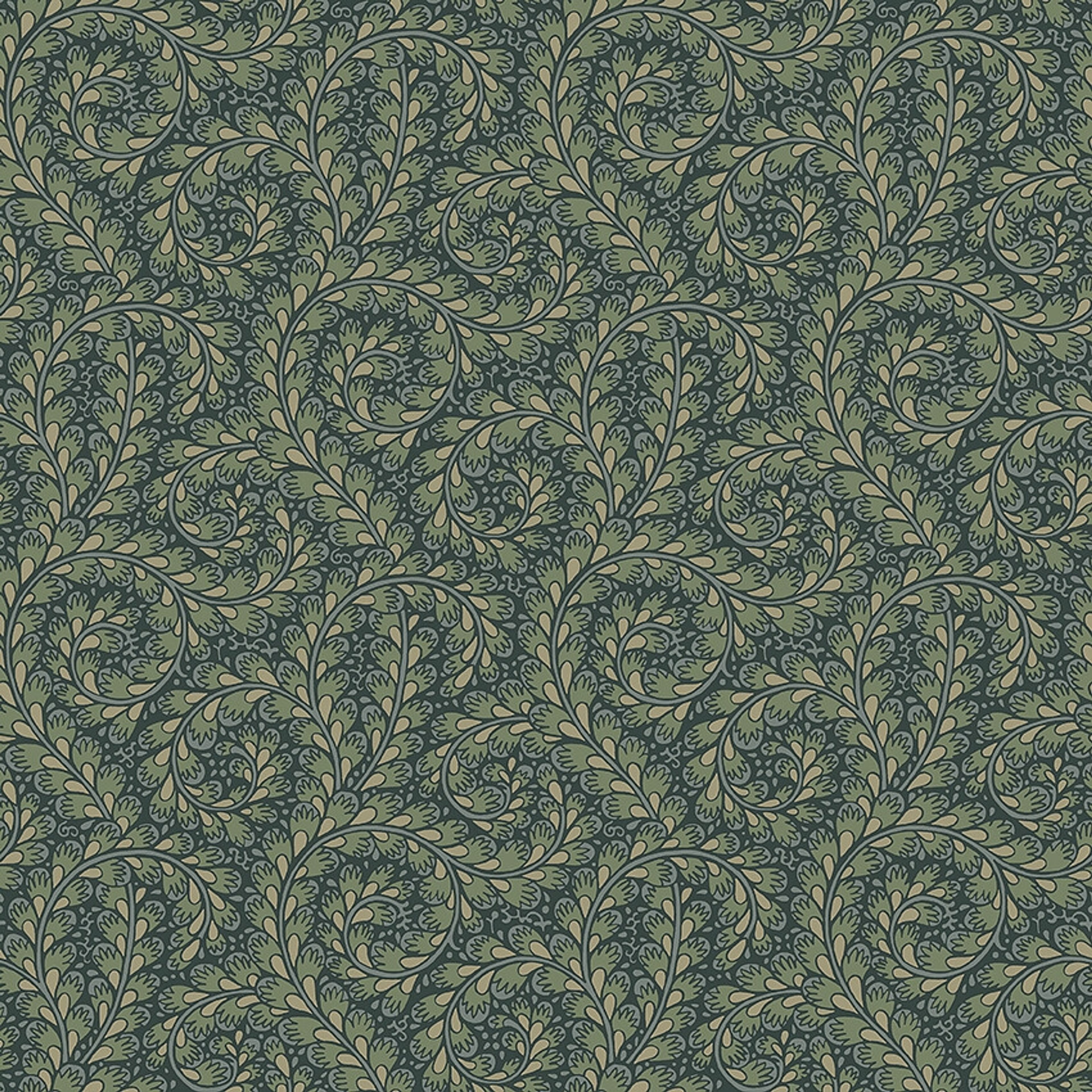 Wild Ferns tapet i grönt tapet med botaniskt mönster i grön. Från kollektionen Treasured. Nonwoven-material med rak passning. Passar i kök, hall och arbetsrum.