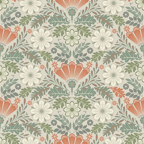 Sunnanö Klockrike, gråbeige tapet med blommigt mönster i grå. Från kollektionen Sunnanö. Nonwoven-material med rak passning.