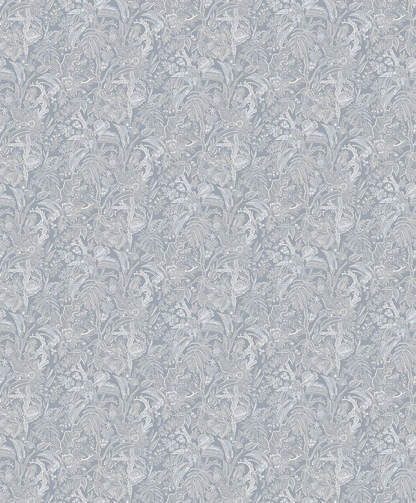 Onikar Sky tapet med botaniskt mönster i blå. Från kollektionen Summer. Nonwoven-material med rak passning.