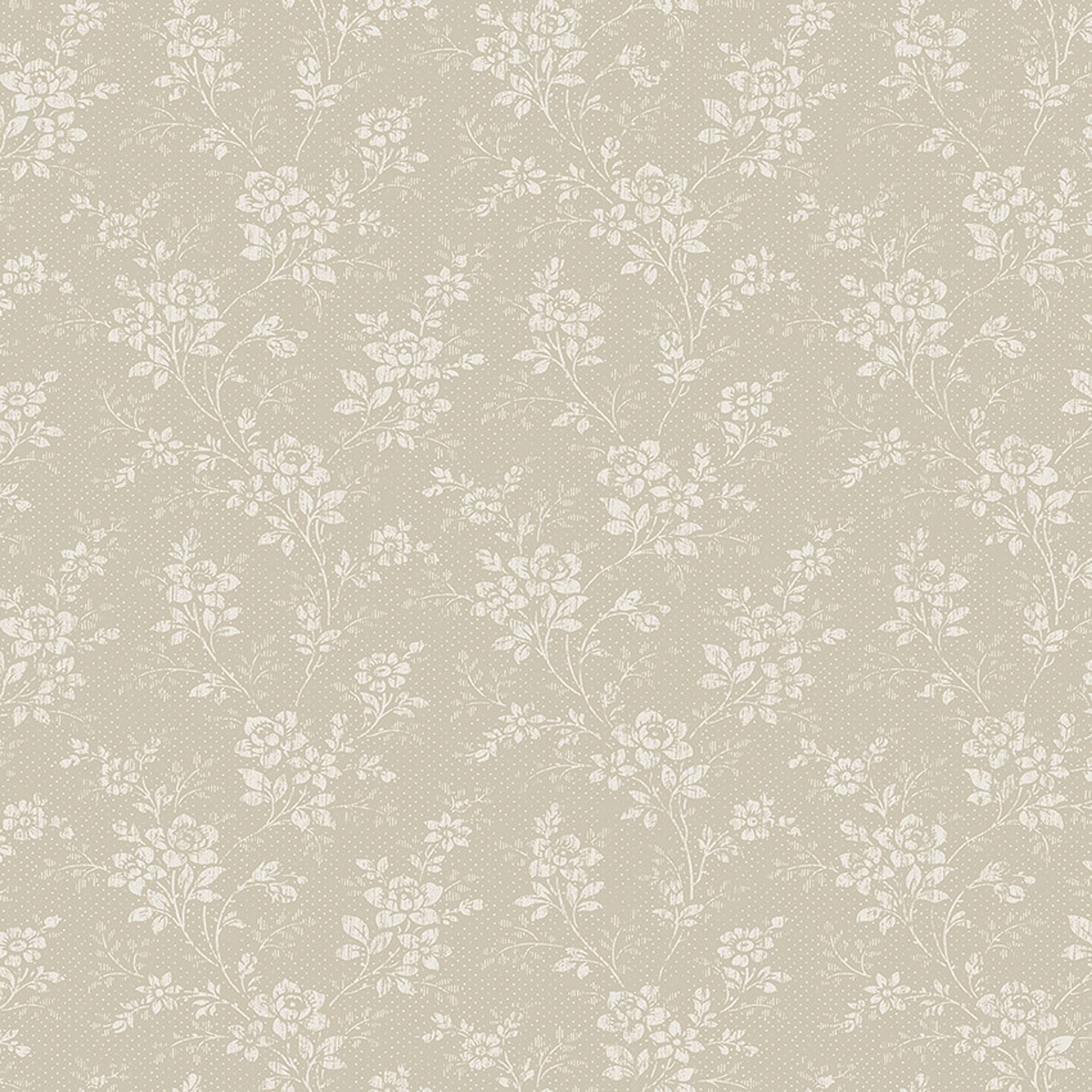 Hip Rose tapet med blommigt mönster i beige. Från kollektionen Woodland. Nonwoven-material med förskjuten passning.