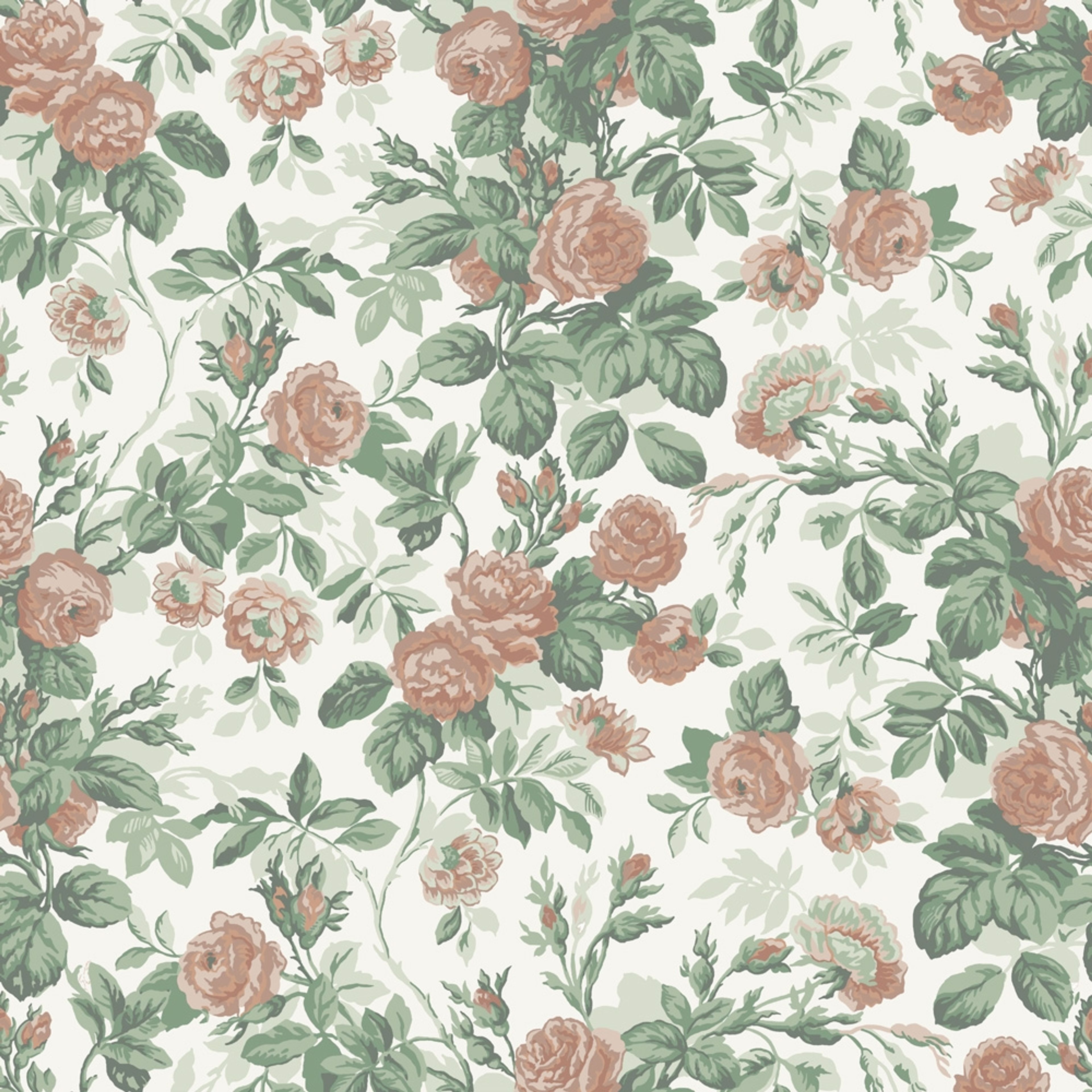 Rosdalen rosa, tapet tapet med blommigt mönster i vit och rosa. Från kollektionen Sommaräng. Nonwoven-material med rak passning.