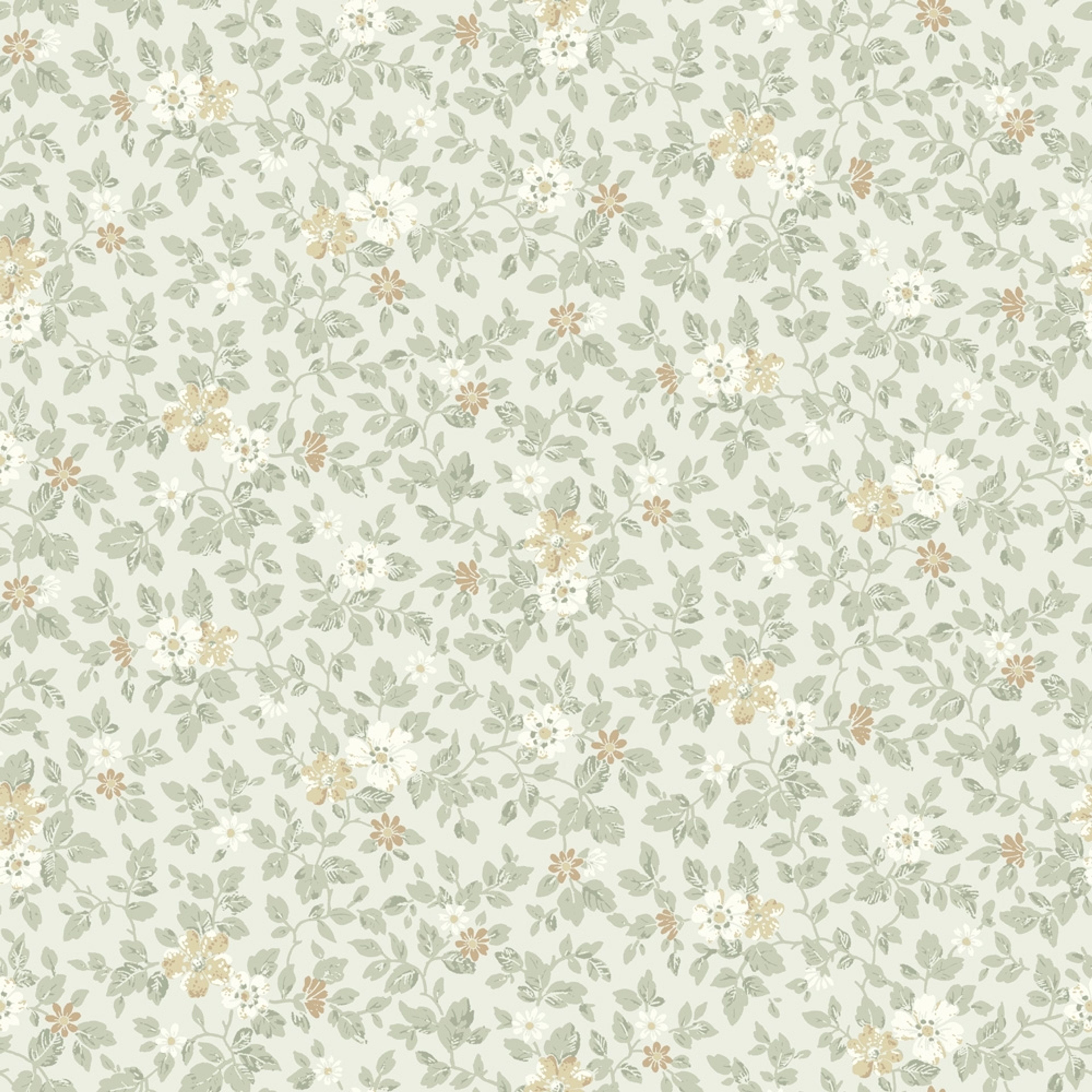 Linnea grön, tapet tapet med blommigt mönster i grön. Från kollektionen Sommaräng. Nonwoven-material med rak passning.