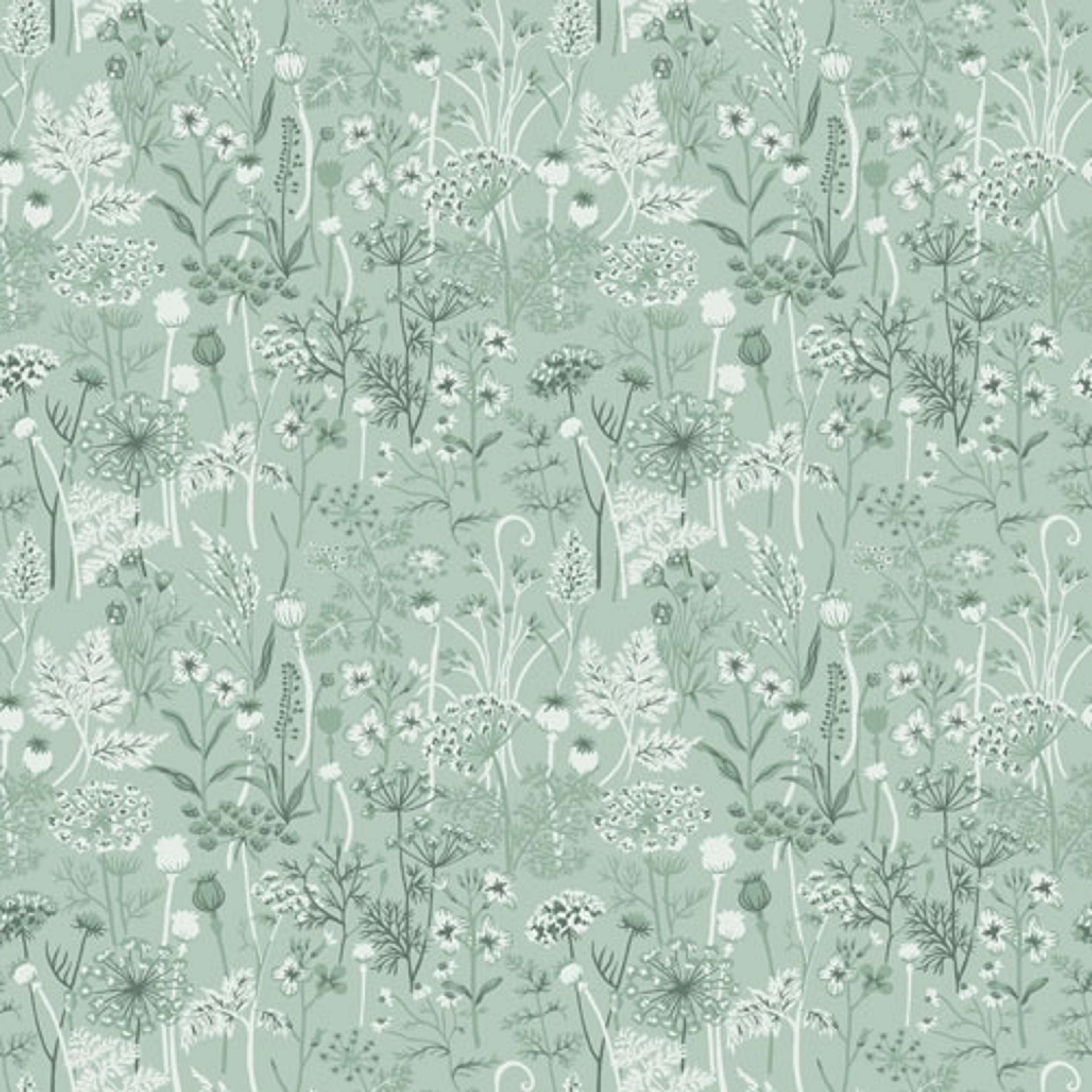 Dara tapet från Midbec med blommigt mönster i grön. Från kollektionen Havsblick. Nonwoven-material med rak passning.