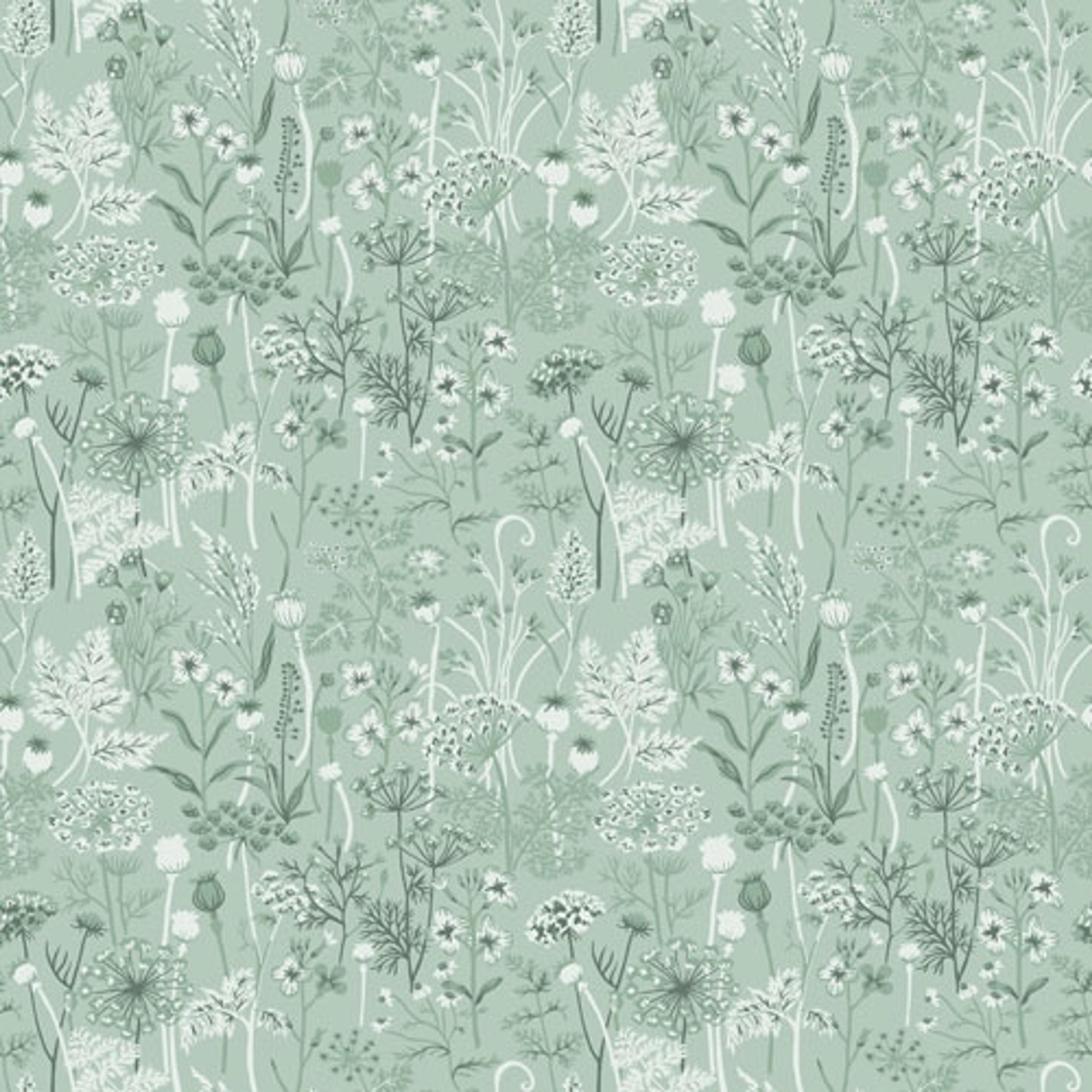 Dara tapet från Midbec med blommigt mönster i grön. Från kollektionen Havsblick. Nonwoven-material med rak passning.