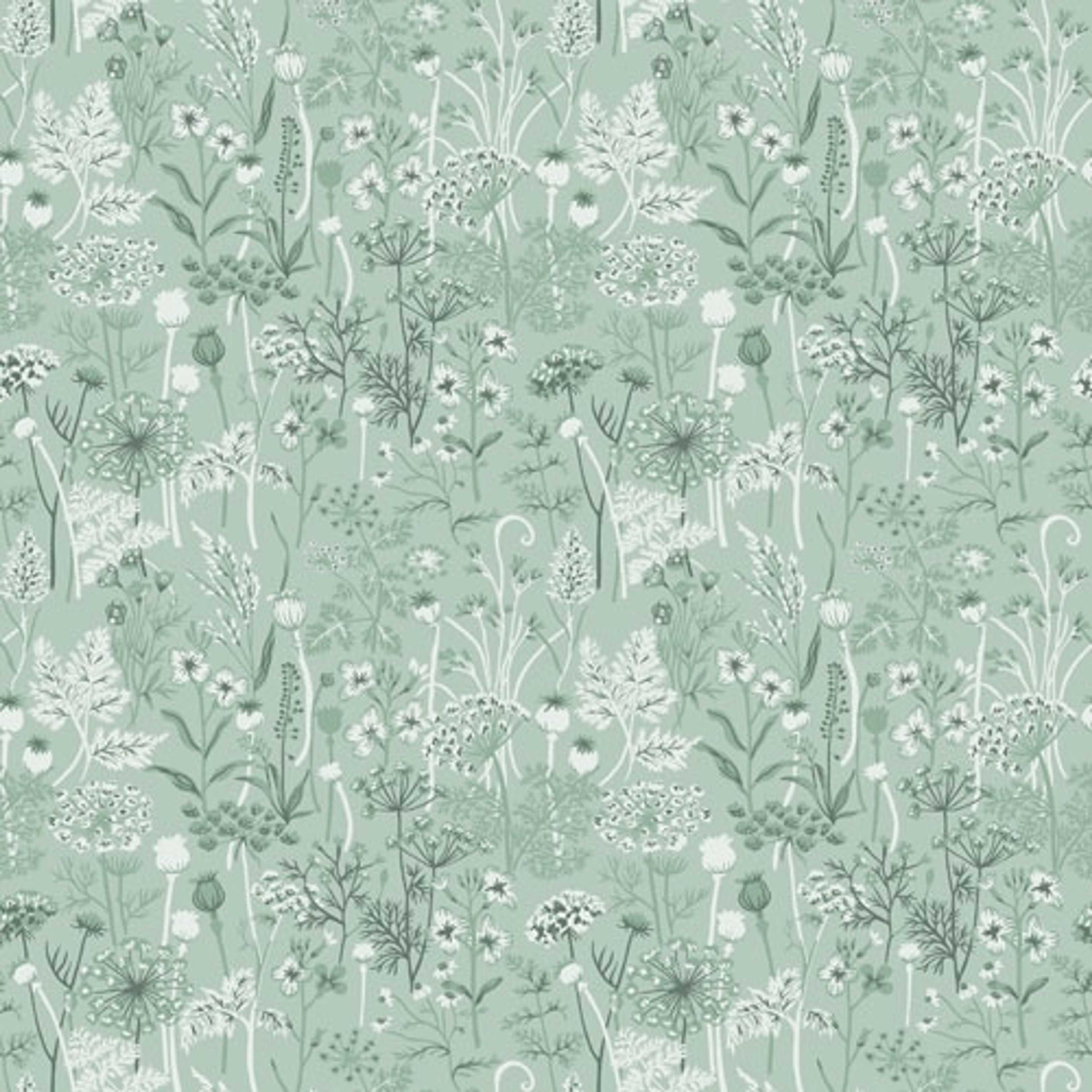 Dara tapet från Midbec med blommigt mönster i grön. Från kollektionen Havsblick. Nonwoven-material med rak passning.