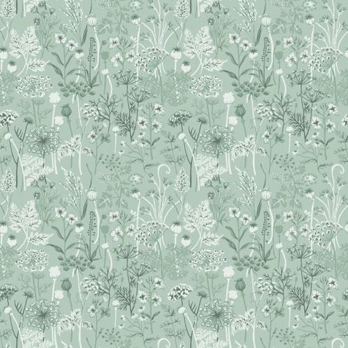 Dara tapet från Midbec med blommigt mönster i grön. Från kollektionen Havsblick. Nonwoven-material med rak passning.