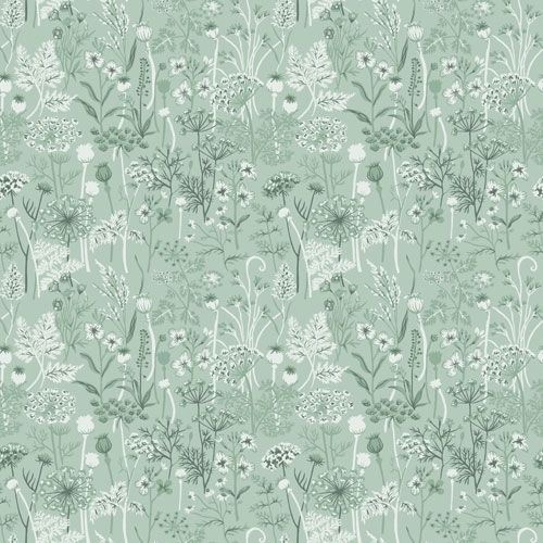 Dara tapet från Midbec med blommigt mönster i grön. Från kollektionen Havsblick. Nonwoven-material med rak passning.