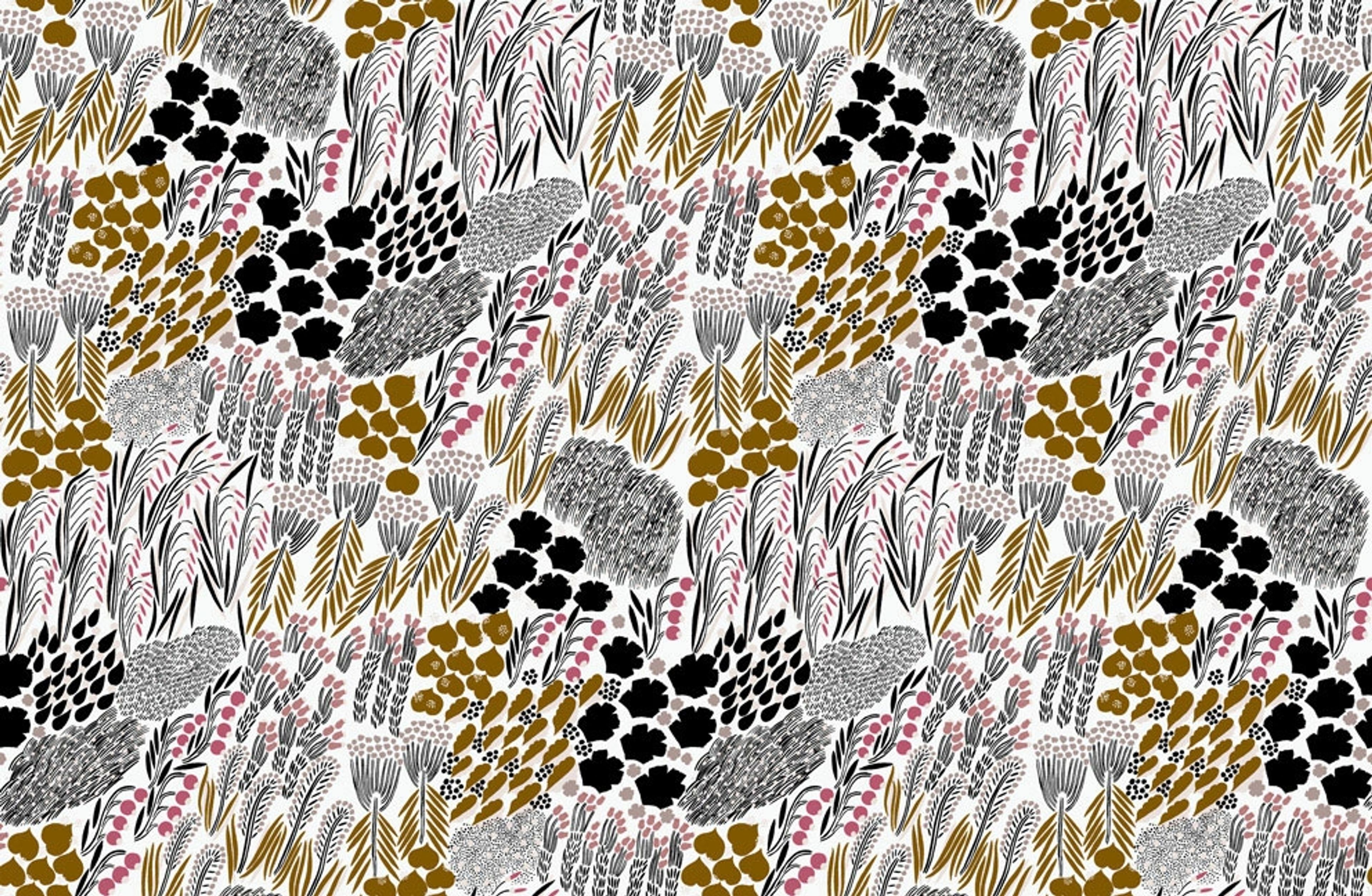 Pieni Letto tapet med blommigt mönster i svart. Från kollektionen Marimekko 6. Nonwoven-material med rak passning.