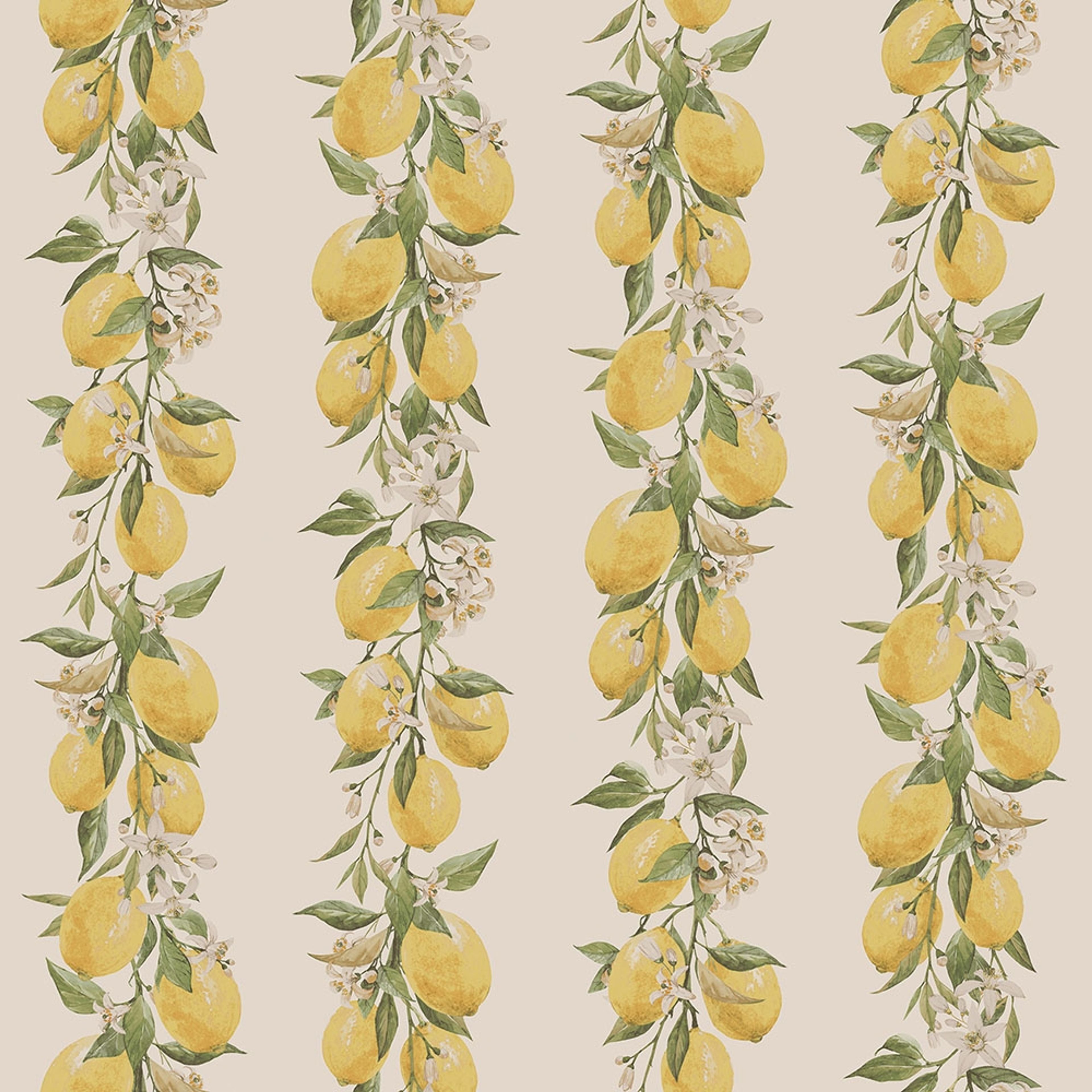 Lemon Stripe tapet med botaniskt mönster i grön. Från kollektionen Just Kitchens. Nonwoven-material.