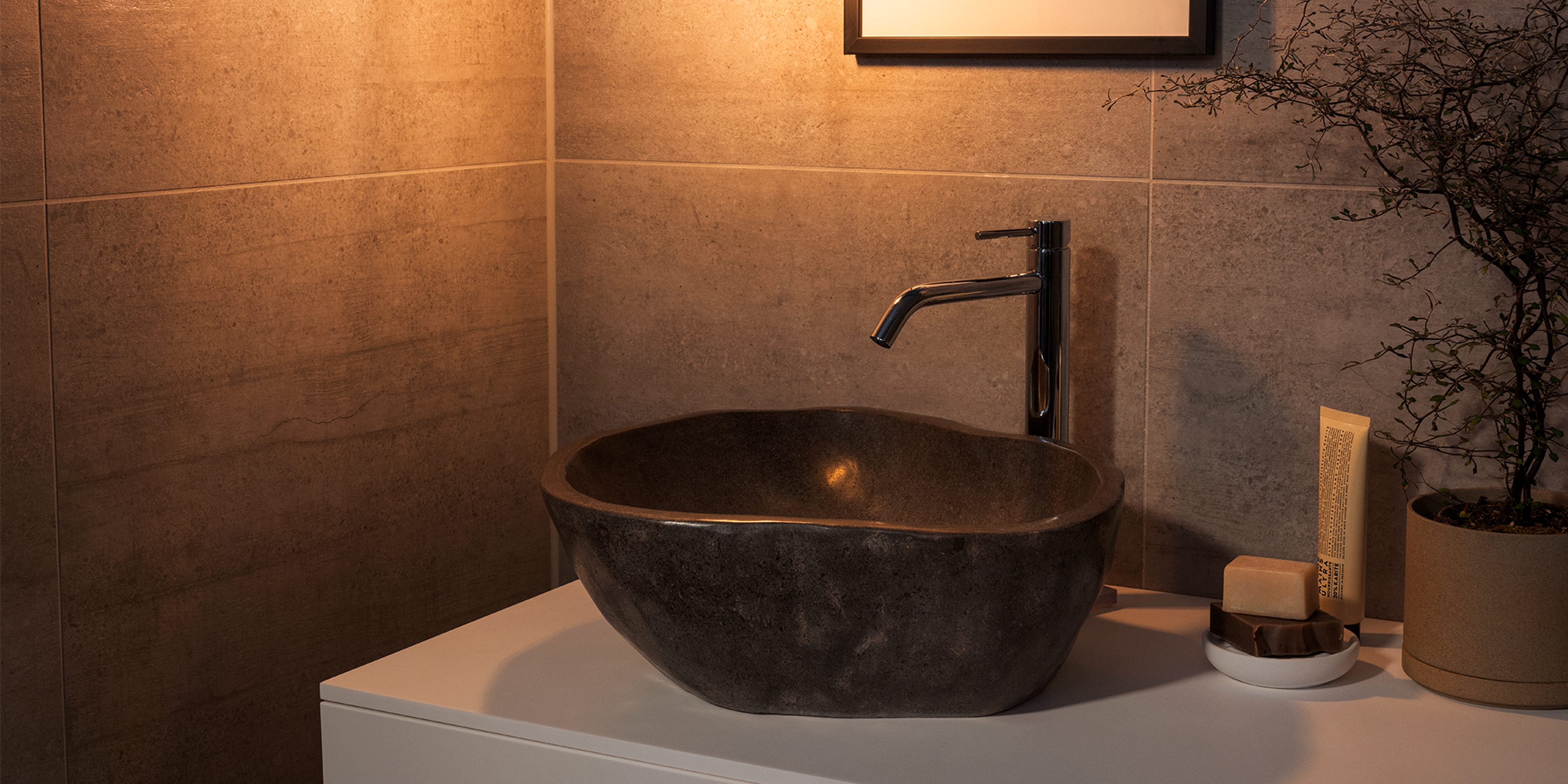 Bollevask til badet i naturstein fra ELVV