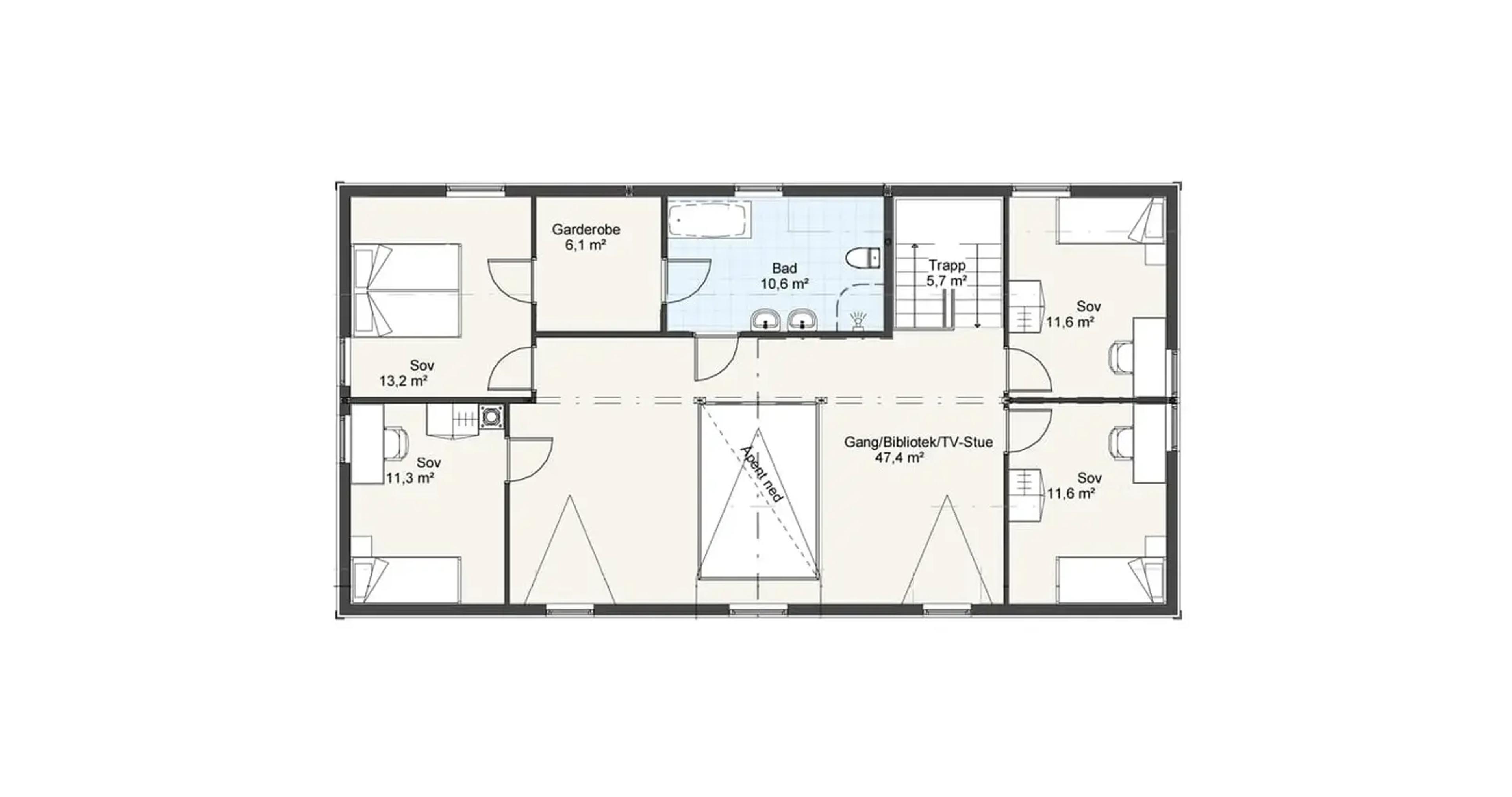 Kongsgård plantegning 2. etg