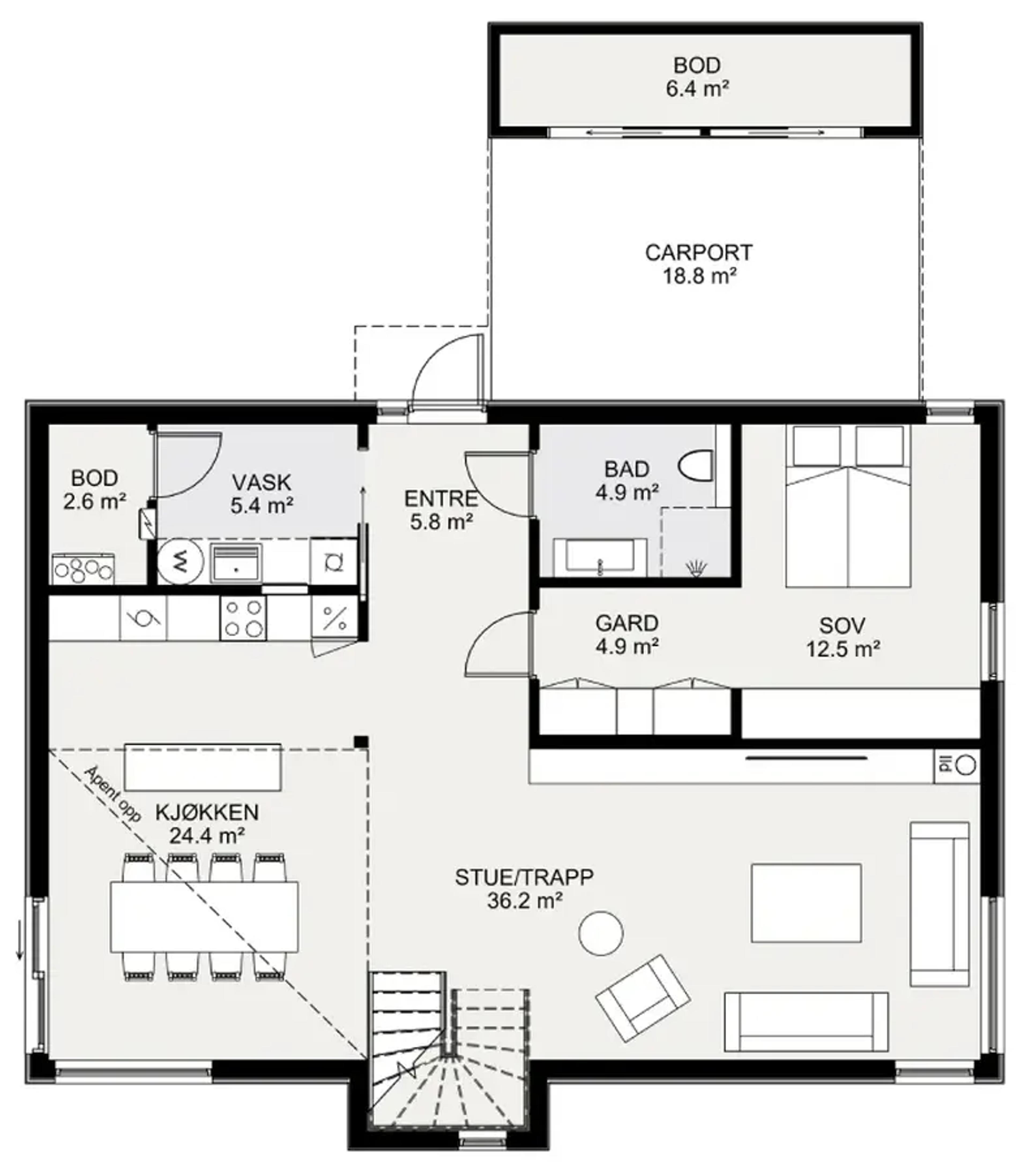 Fløyen plantegning 1. etg