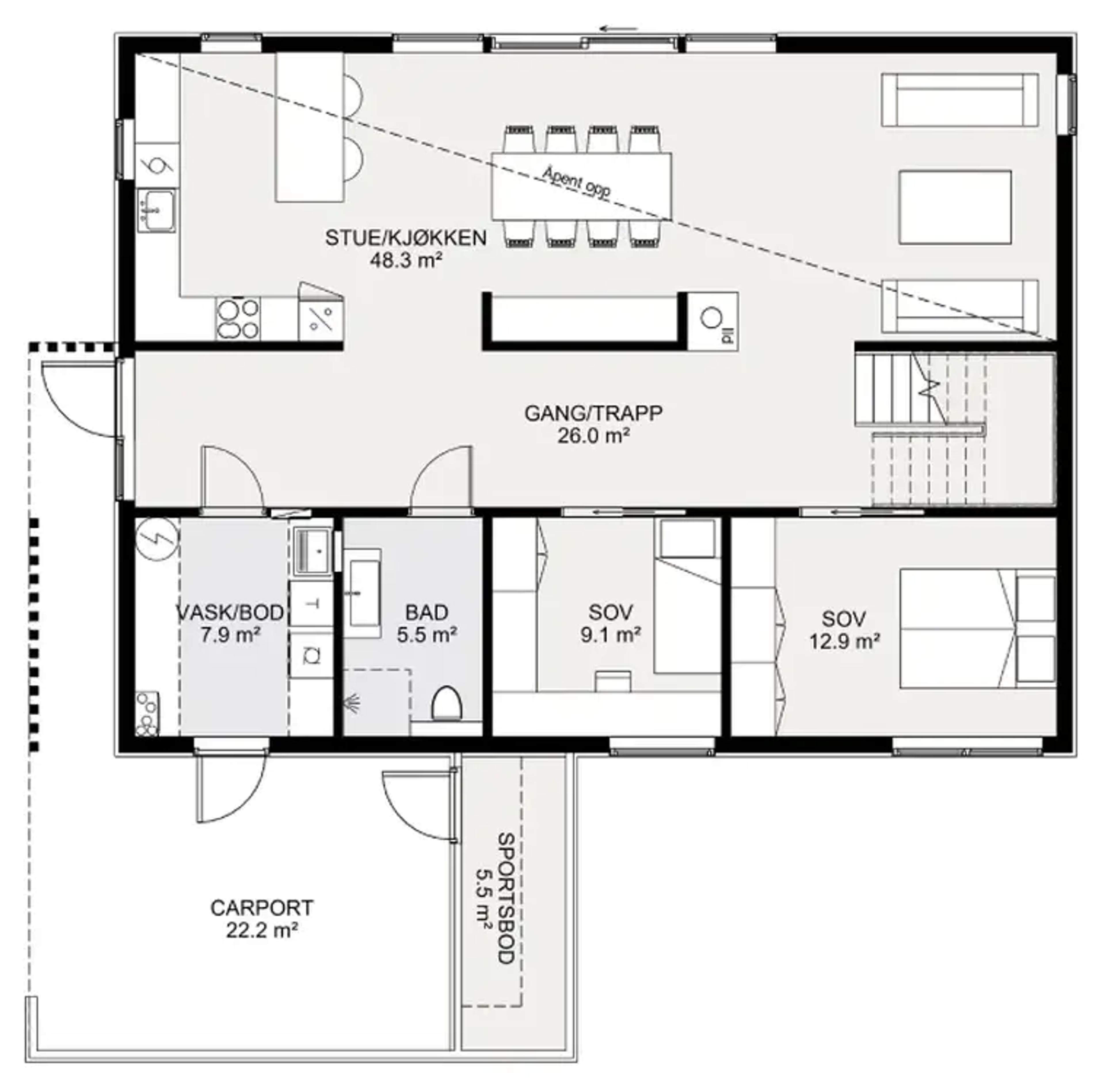 Byåsen plantegning 1. etg