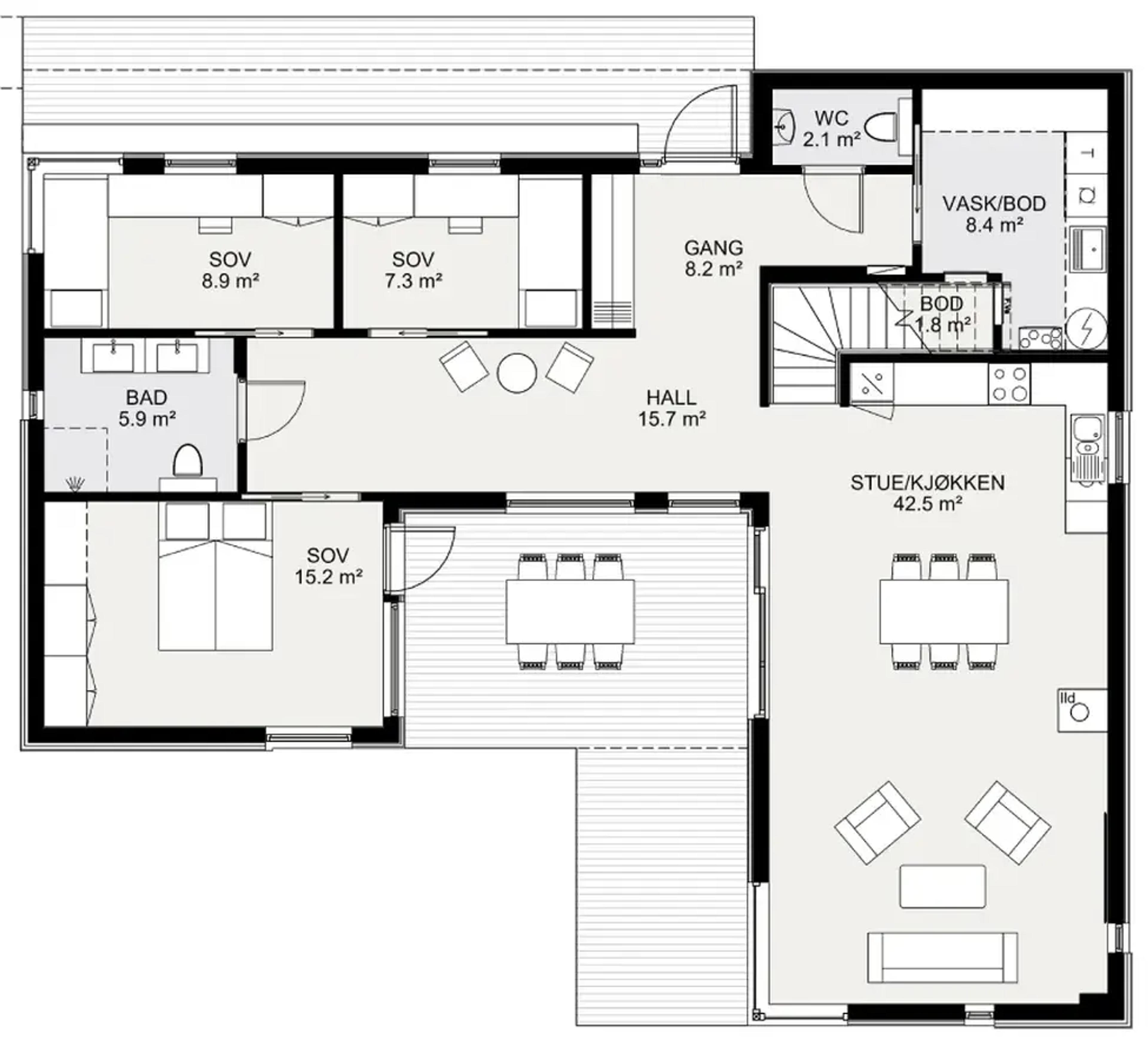 Lyngen plantegning 1. etg
