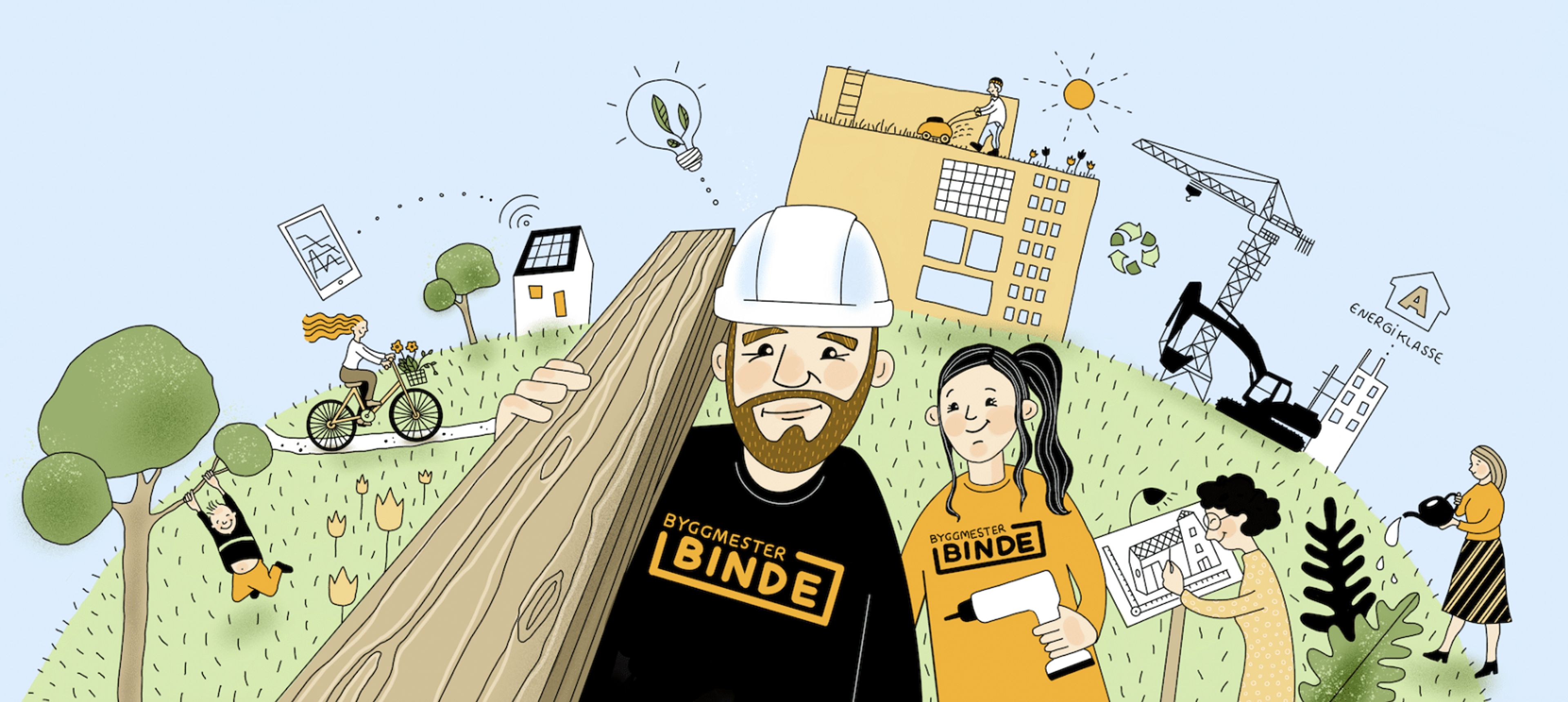 Tegnet bilde laget av Byggmester Binde AS