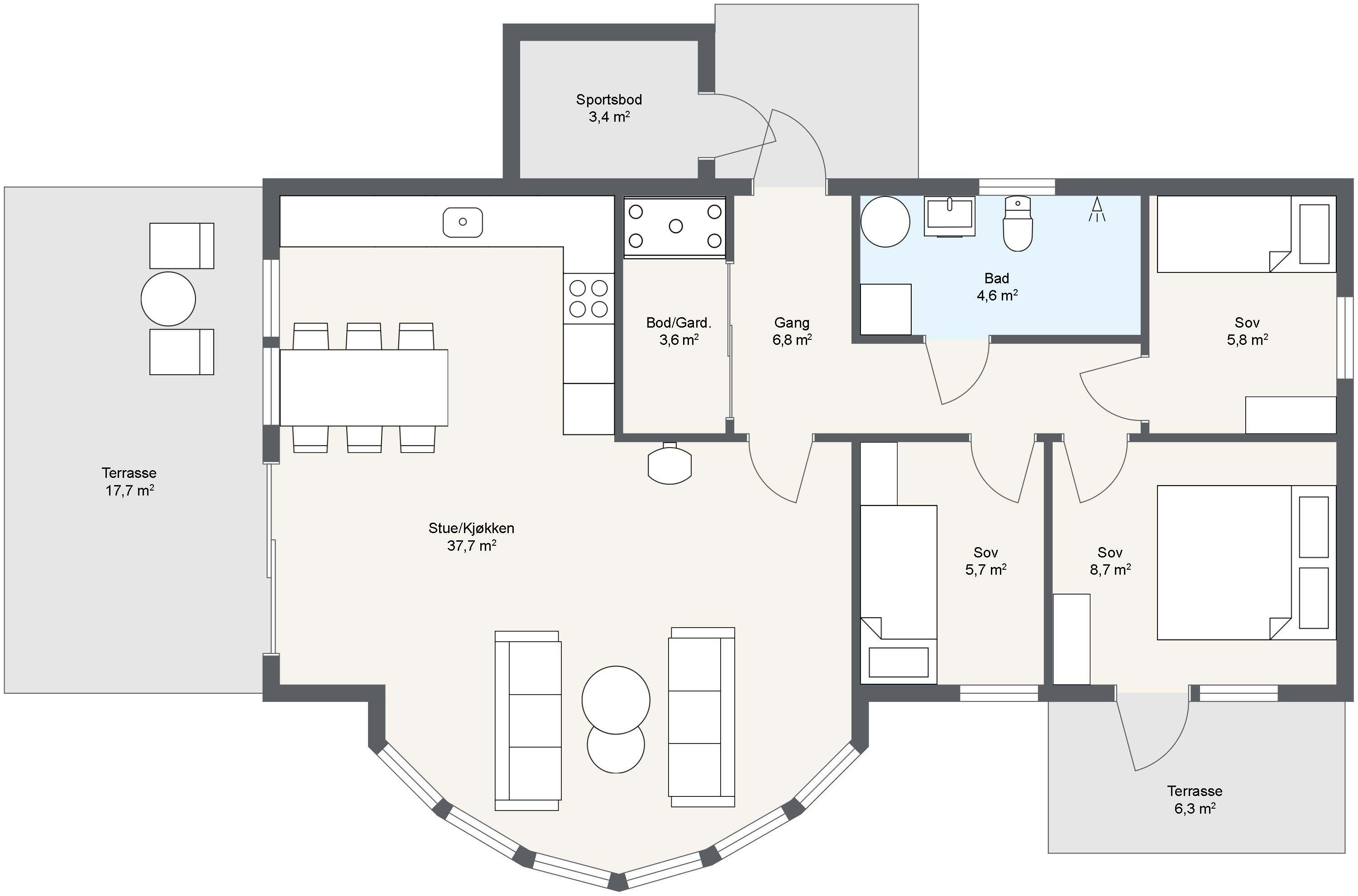 Plantegning 1. ETG — Mesterhus Panorama