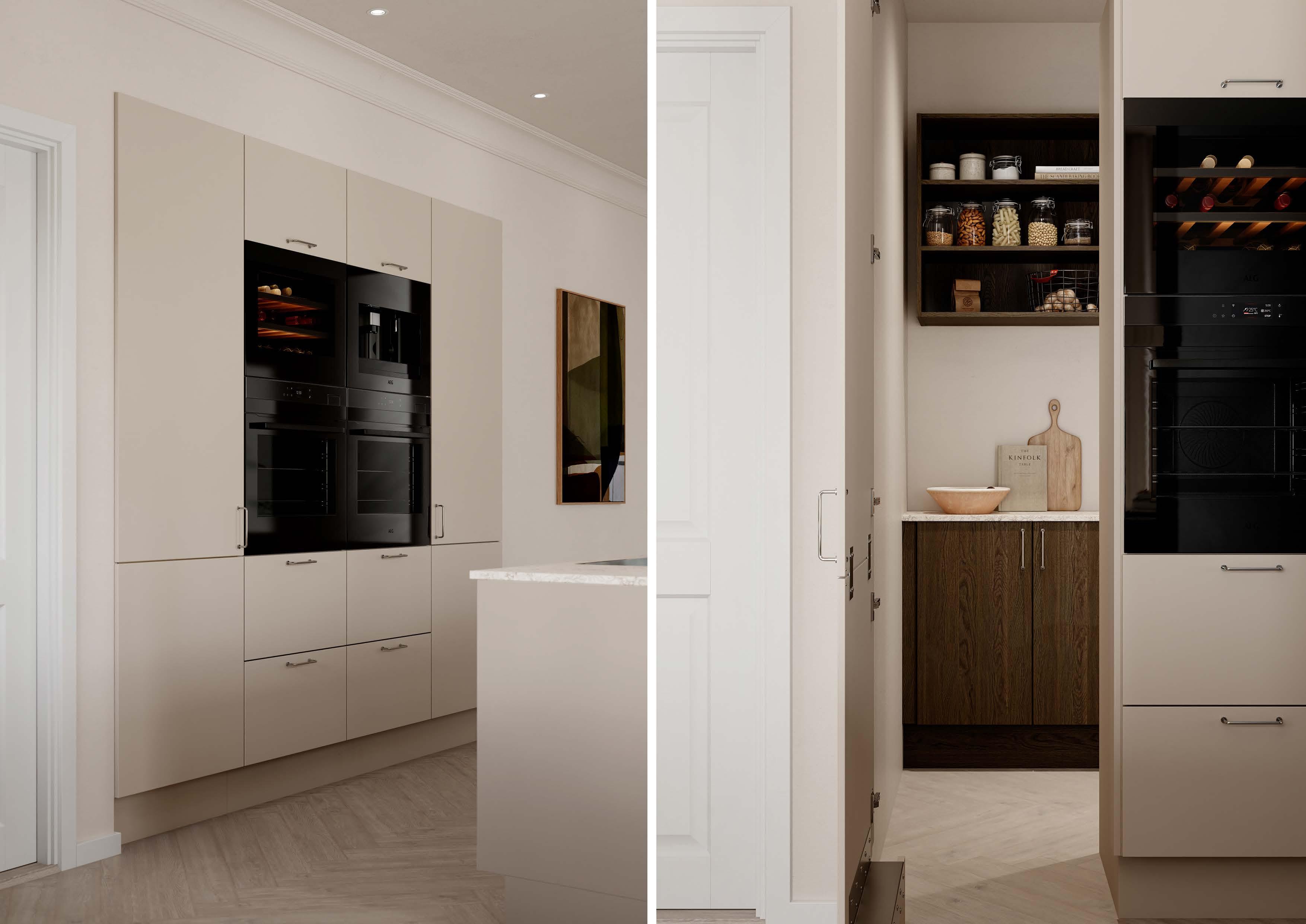 Integrert og skjult spiskammers med Base-laminatfronter fra HTH