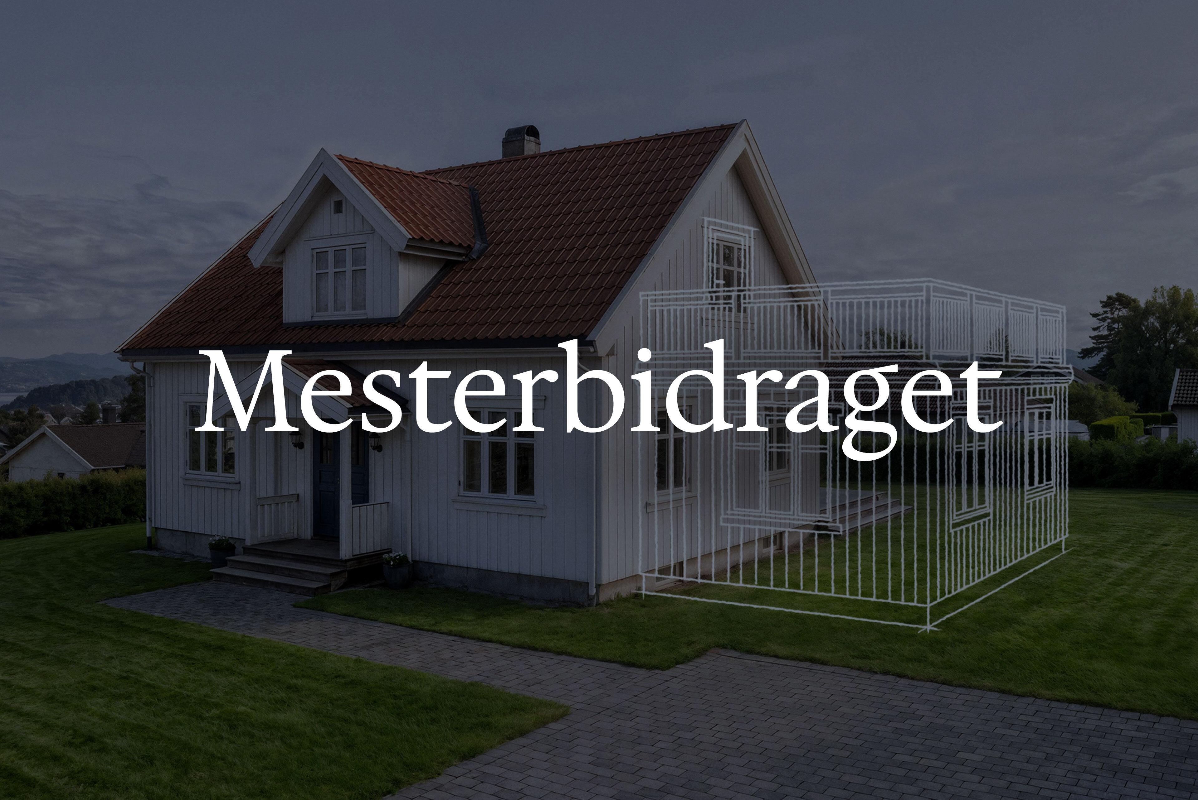 Bilde av hus med tilbygg i grafisk stil