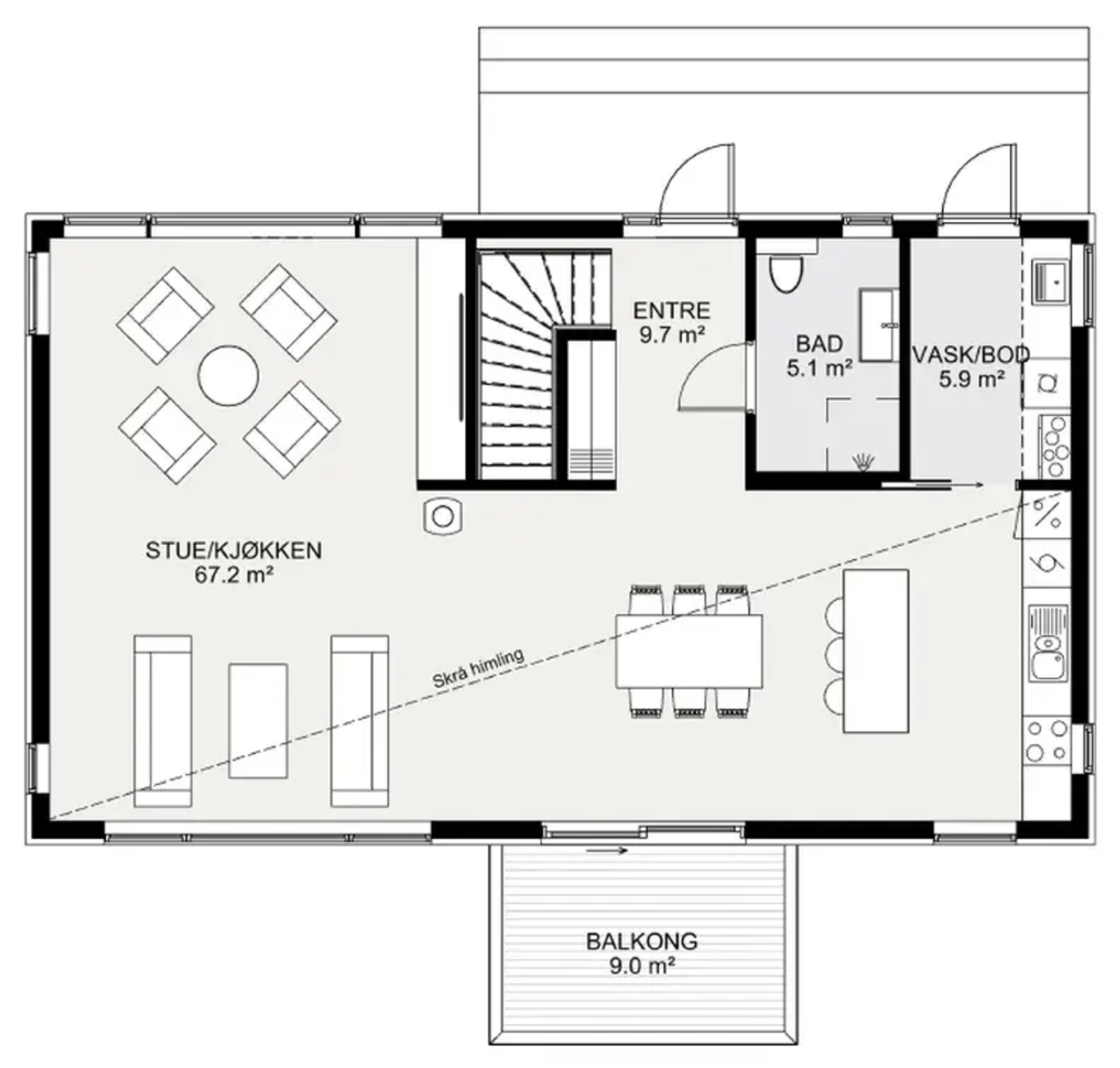 Hovin plantegning 1. etg