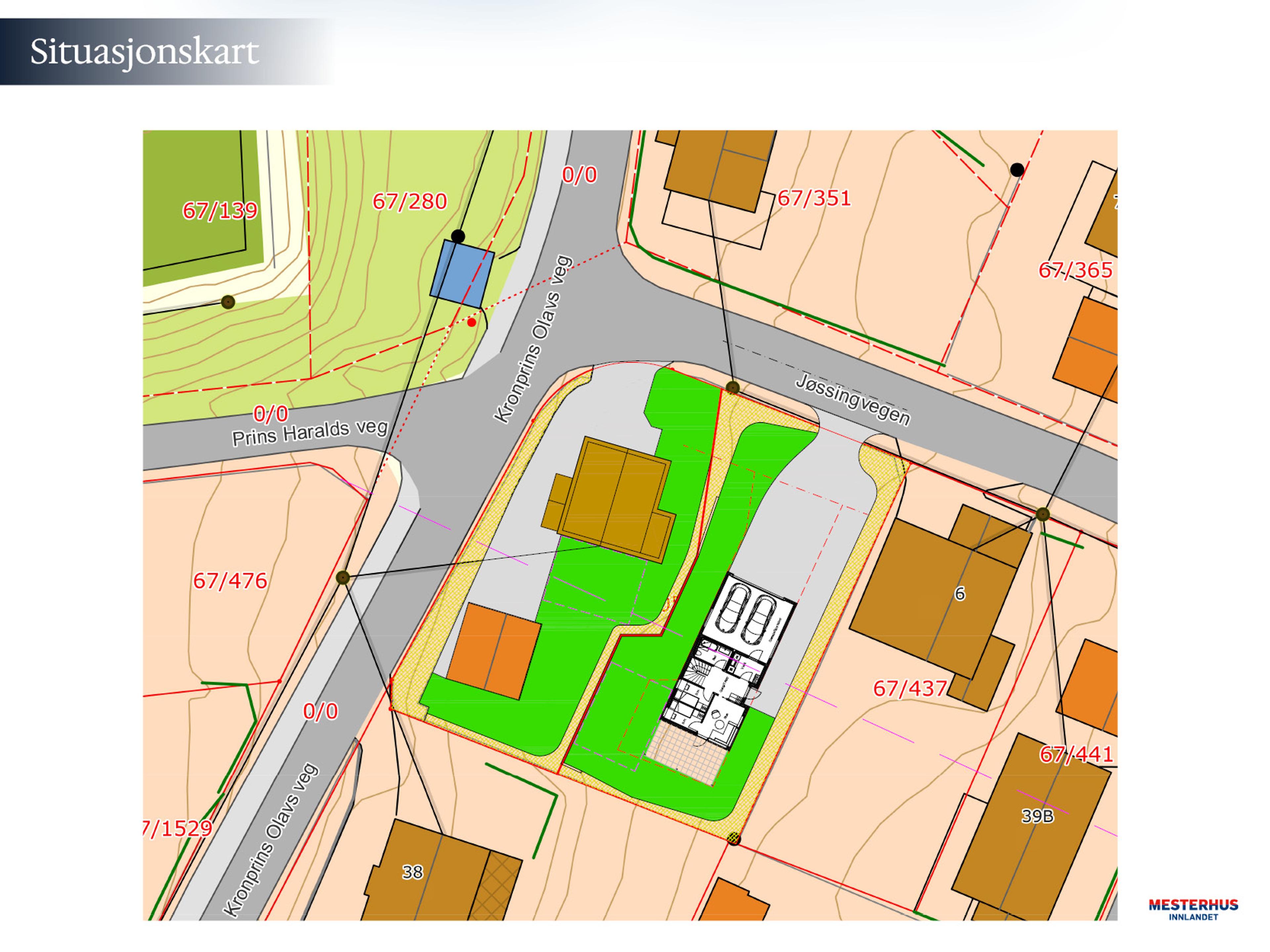 Situasjonskart viser plassering av boligen